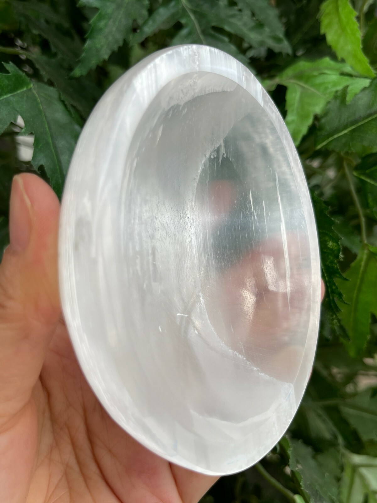 Gemstone Carved -3.75″ SELENITE Oval Bowl,Selenite Crystal Charging Bowl/Station