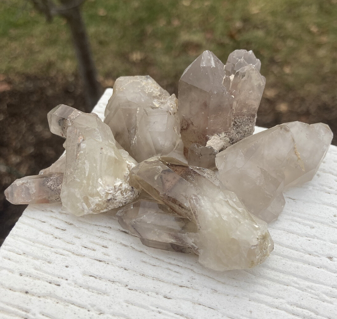 5 PCS Lot DARK RED & WHITE HEMATITE QUARTZ Phantom Crystal Point KAROI ZIMBABWE