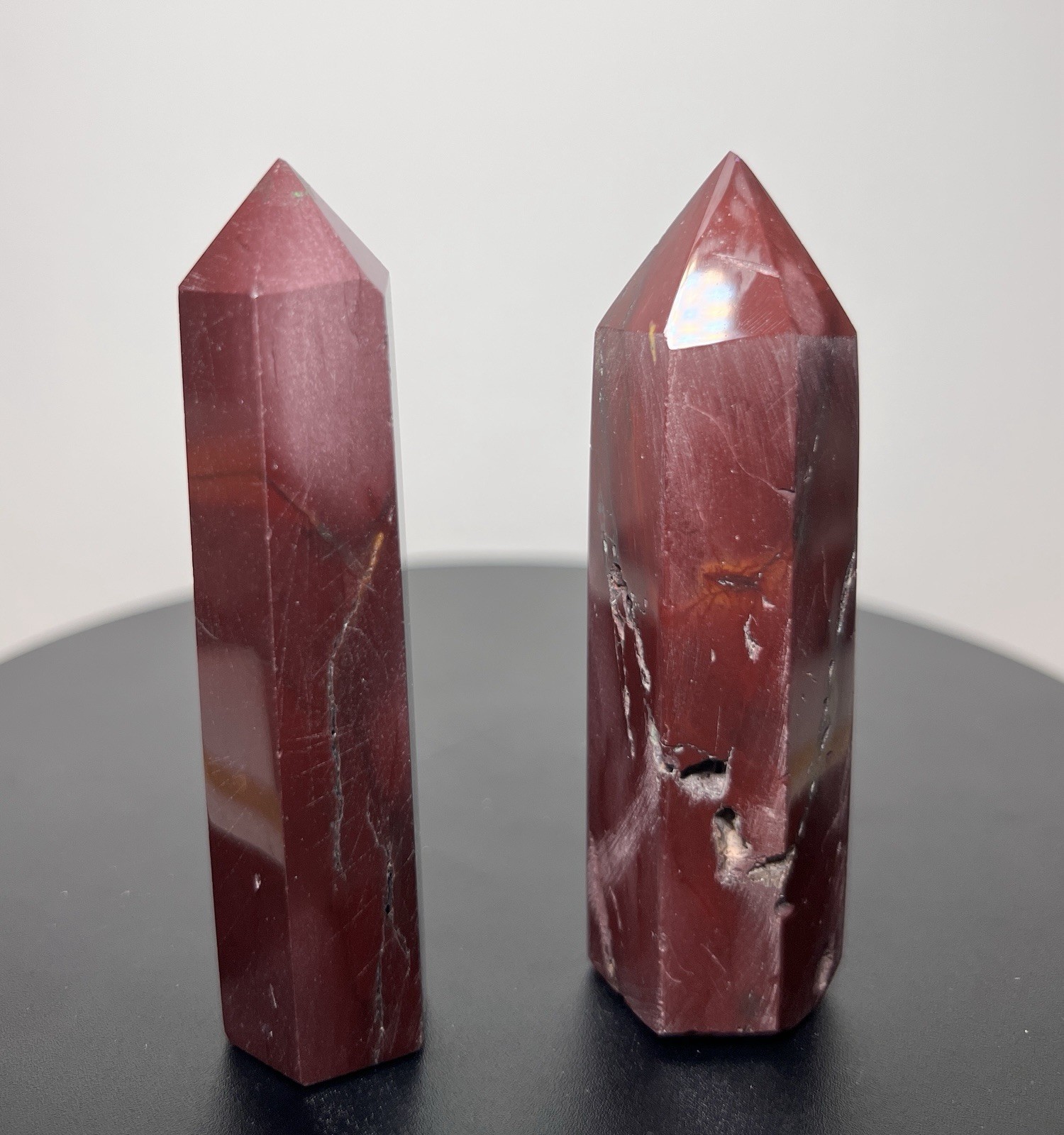 Mookaite 3 Piece Set – 2 Towers & Sphere (65mm) w/holder -see description & pics