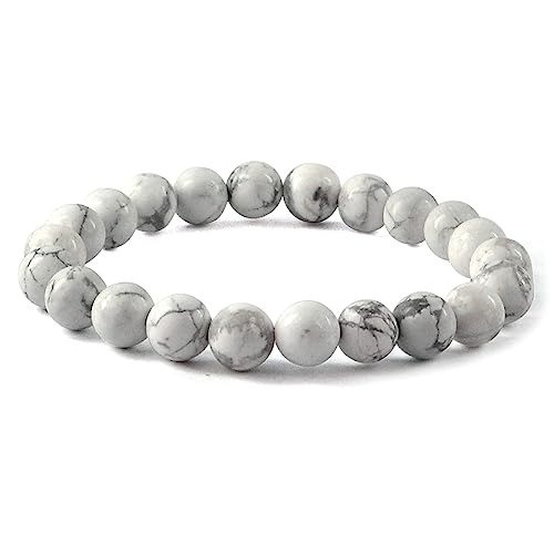 Natural Howlite Beads 8mm Crystal Bracelet For Men Women
