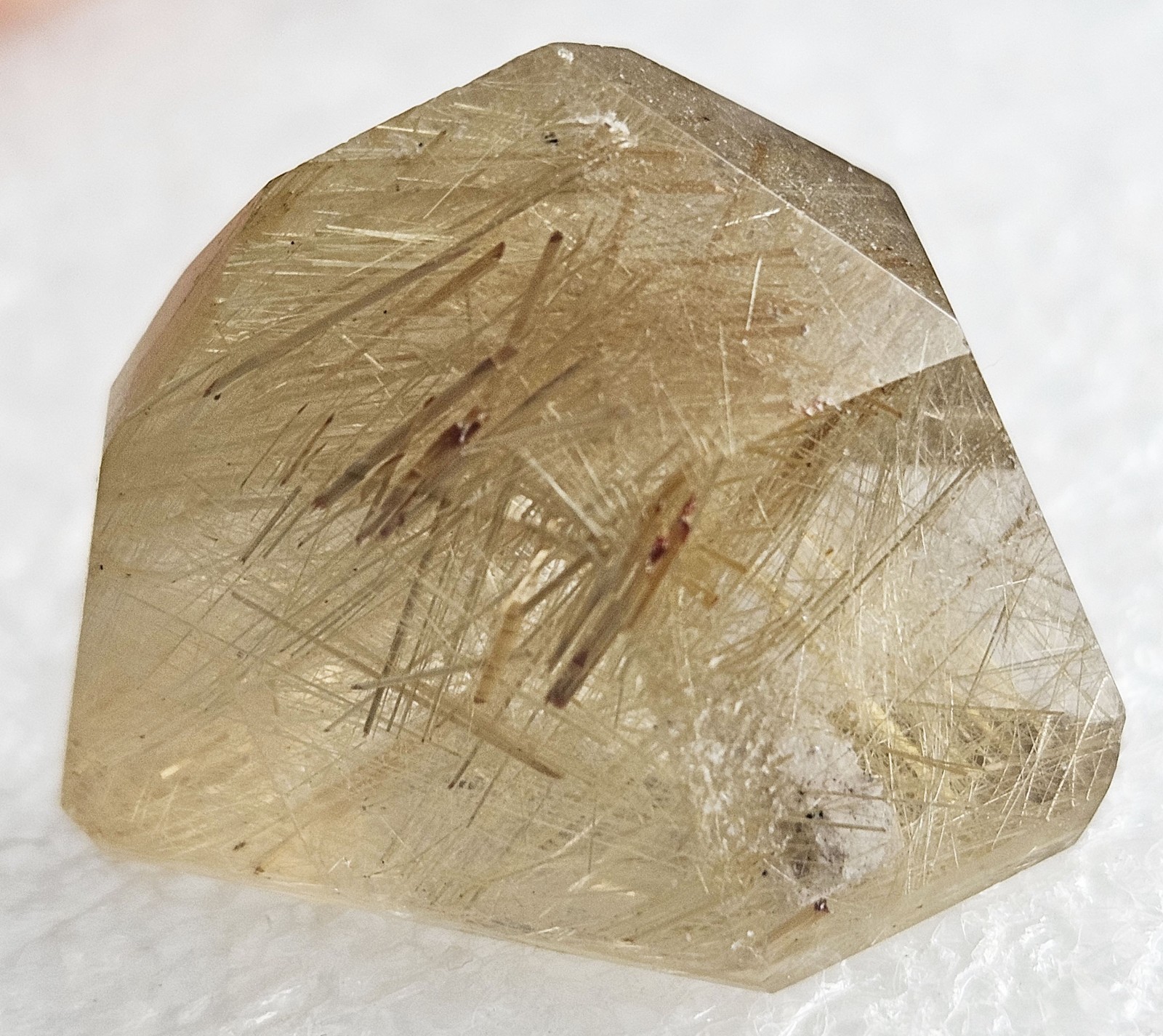 Lustrous Golden Rutile in Quartz Point, Brazil, 1” x 0.8” x 0.7” + Free Stand