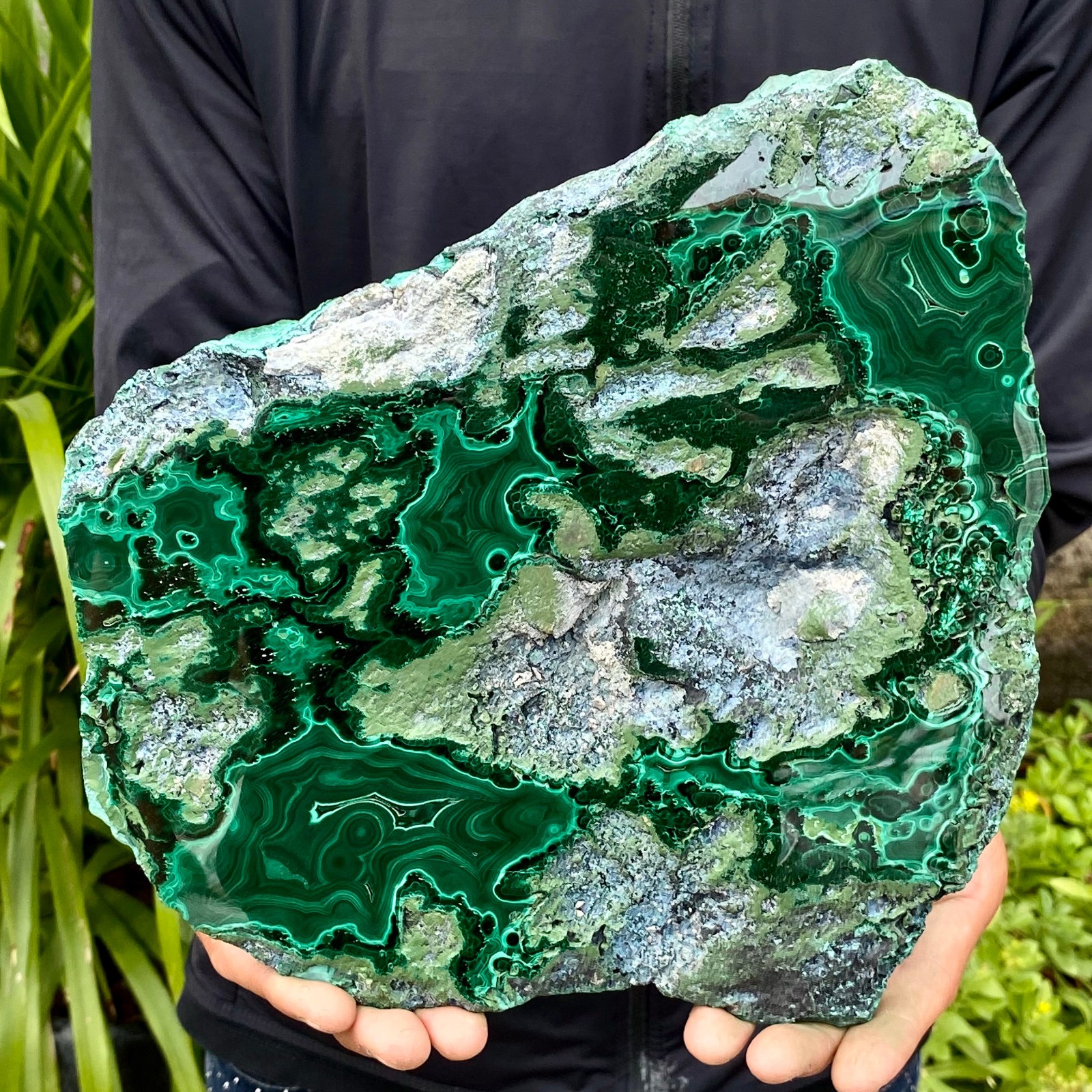 5.59LB Natural Green Malachite Slab Quartz Crystal Slice Ore Specimen Healing