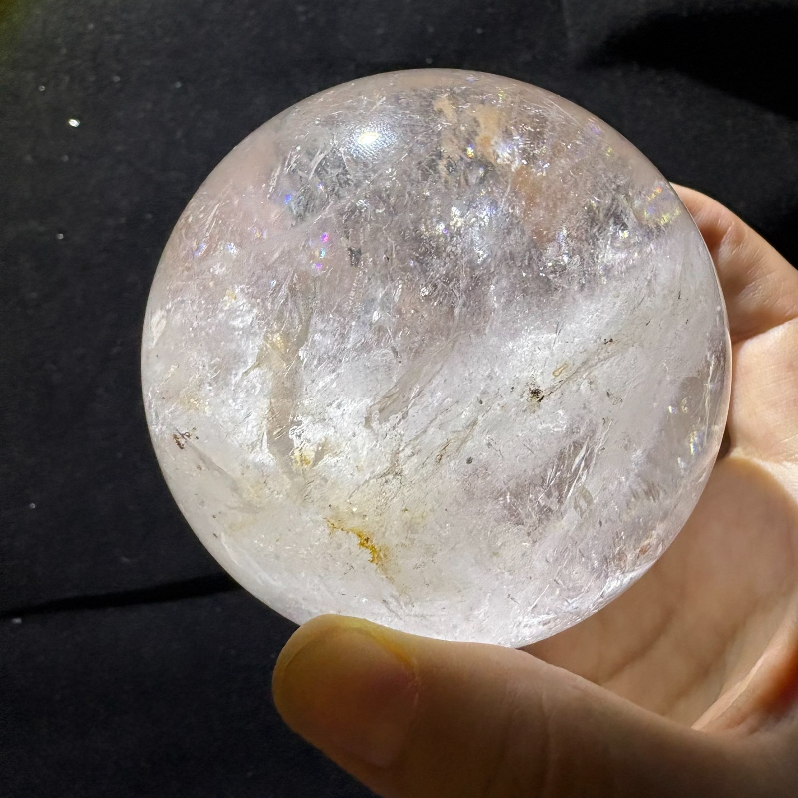 80mm Large Quartz Ball Natural Crystal Sphere w/ USB Light Stand Decoration