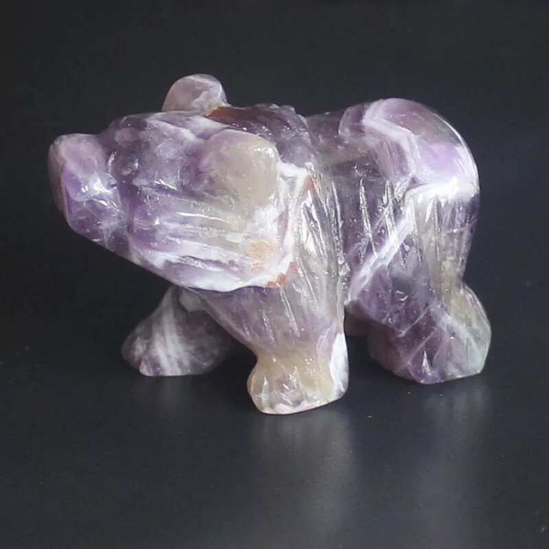 Natural Dreamy Amethyst Quartz Crystal Carved Polar Bear Healing Animal Statue