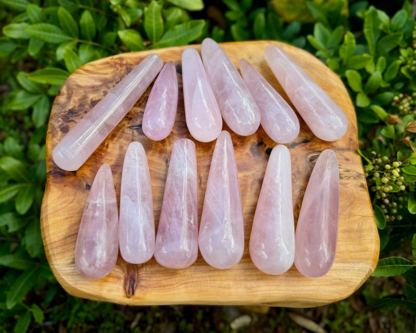LARGE Rose Quartz Massage Wand, Natural Rose Quartz Crystal Wands – Choose Size