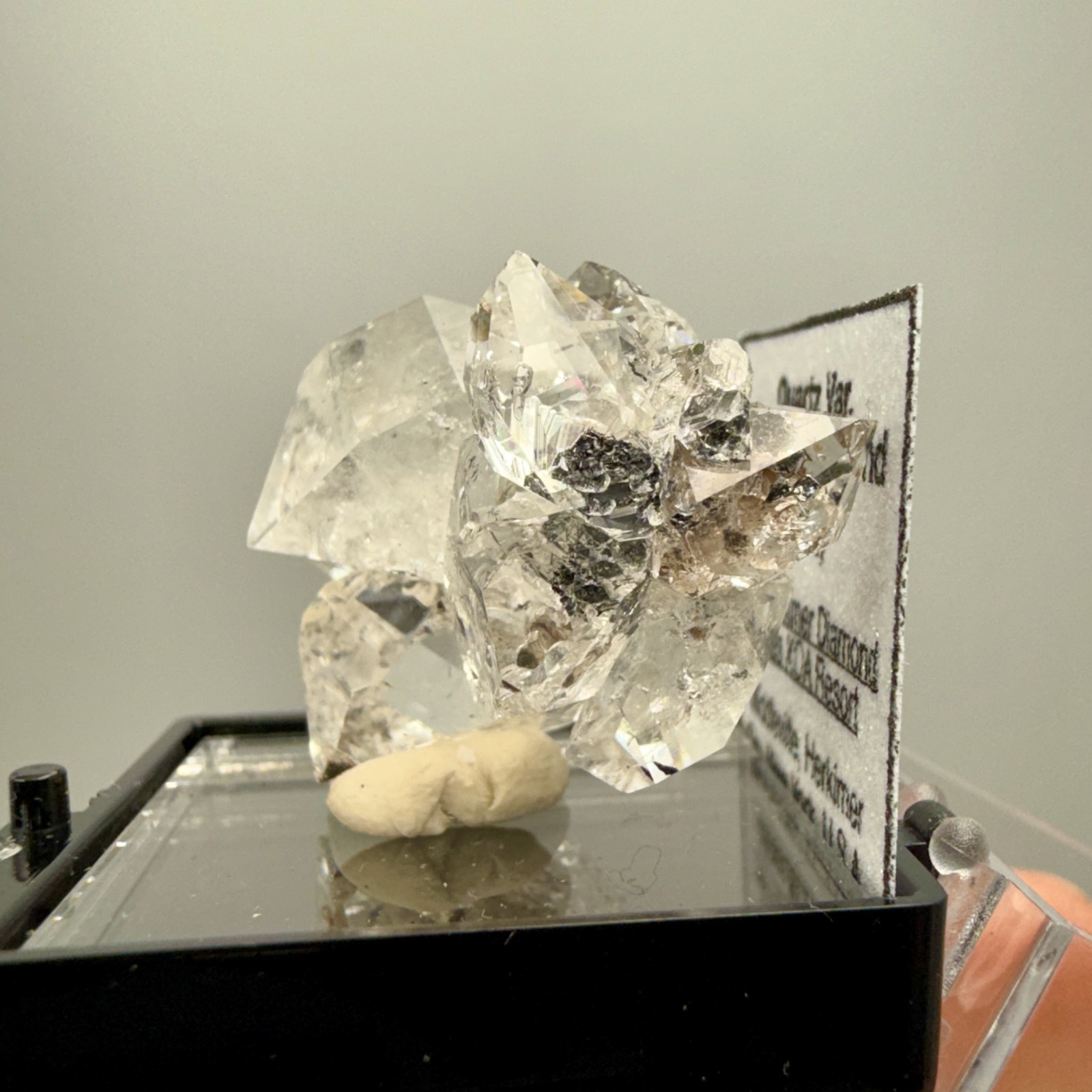 A Grade Herkimer Diamond Gem Cluster, 12 Crystals w/ Minor Black Hydrocarbon