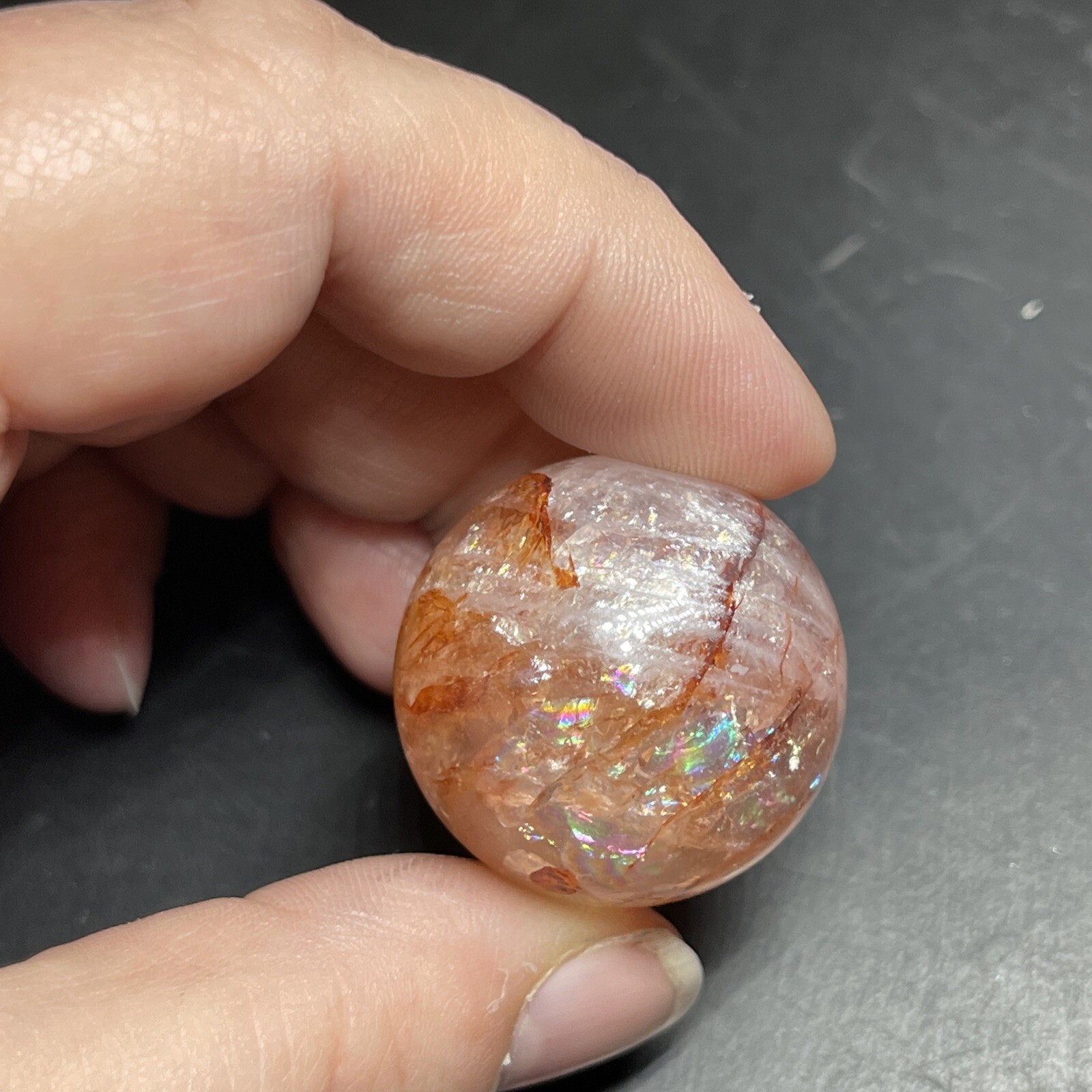Fire Quartz Hematoid Crystal Sphere Ball Mini Sphere Marble 27.8mm