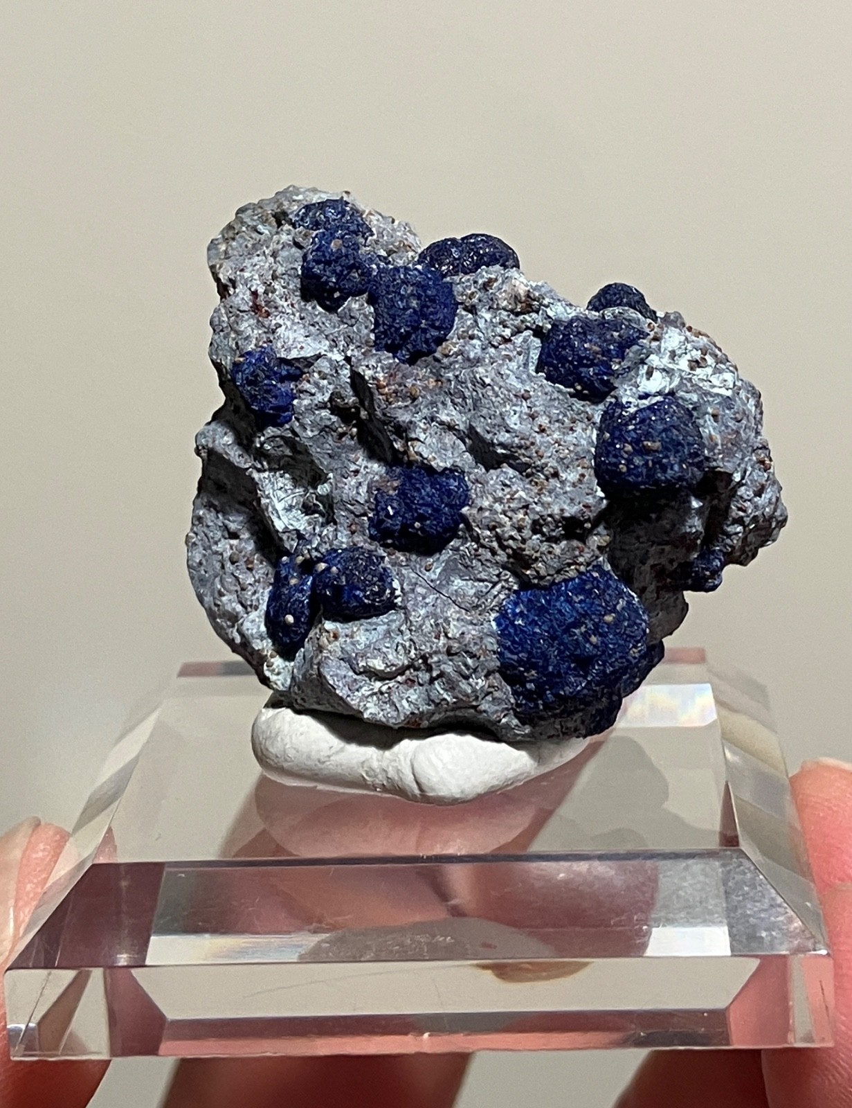 Azurite spherical nodules bright blue crystals on matrix Plaka Mines, Greece