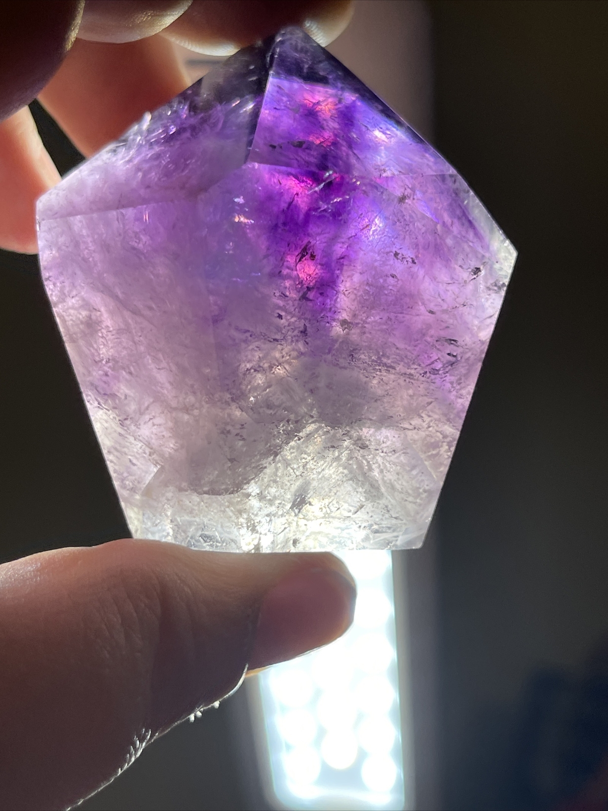 Phantom Smoky Amethyst Crystal Generator Tower 2.2in x 2in x 1.2in 105g