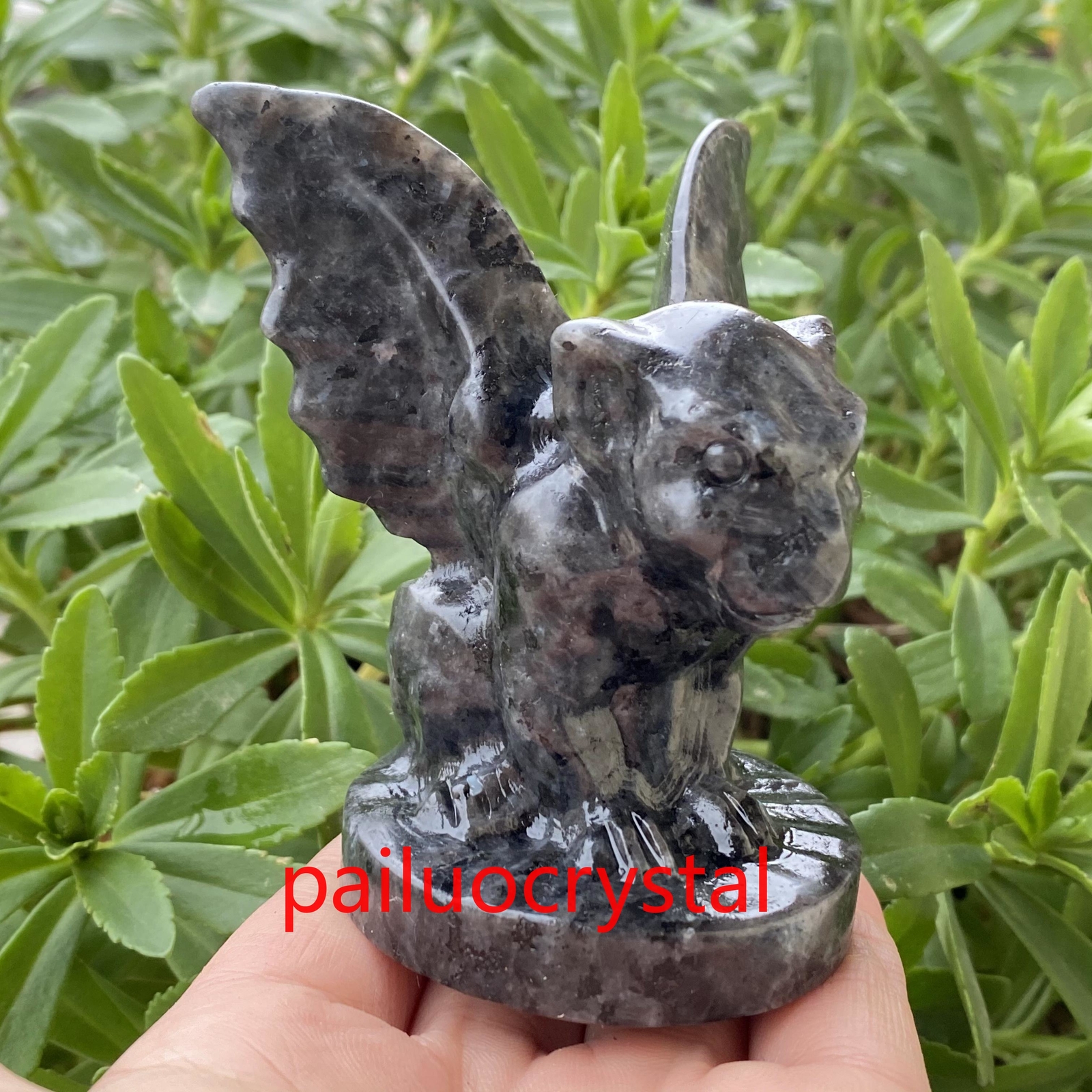 200g+ 1pc Natural Specctrolite Gargoyle Quartz Crystal Skull Carved Figurines 3″