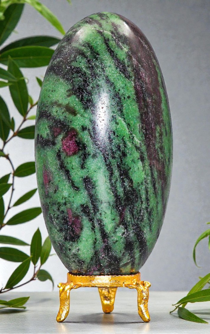Green RUBY ZOISITE Crystal Anyolite Healing Reiki Energy Gemstone Lingam 105mm