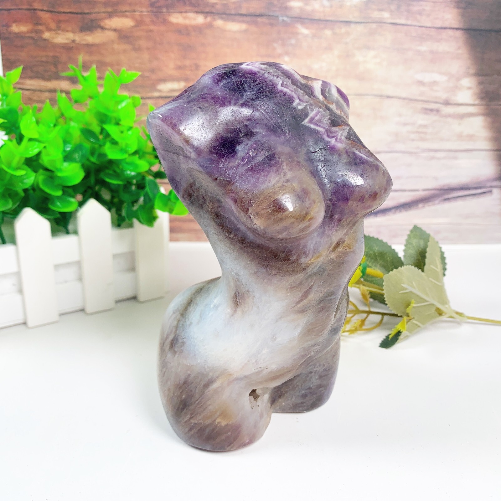 1pc Natural amethyst goddess Crystal woman body carving Home decoration
