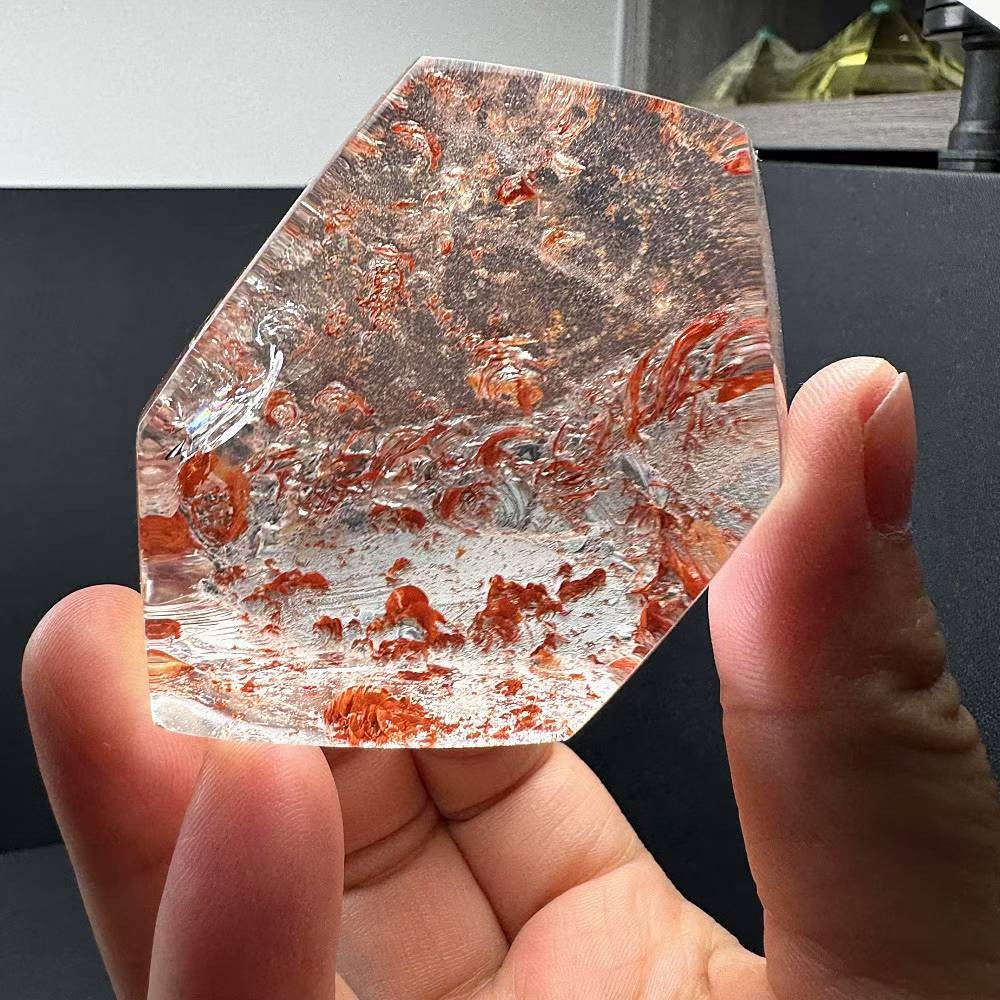 206g Natural Red gum flower Quartz Mineral Specimen Energy Cystal Reiki Decor