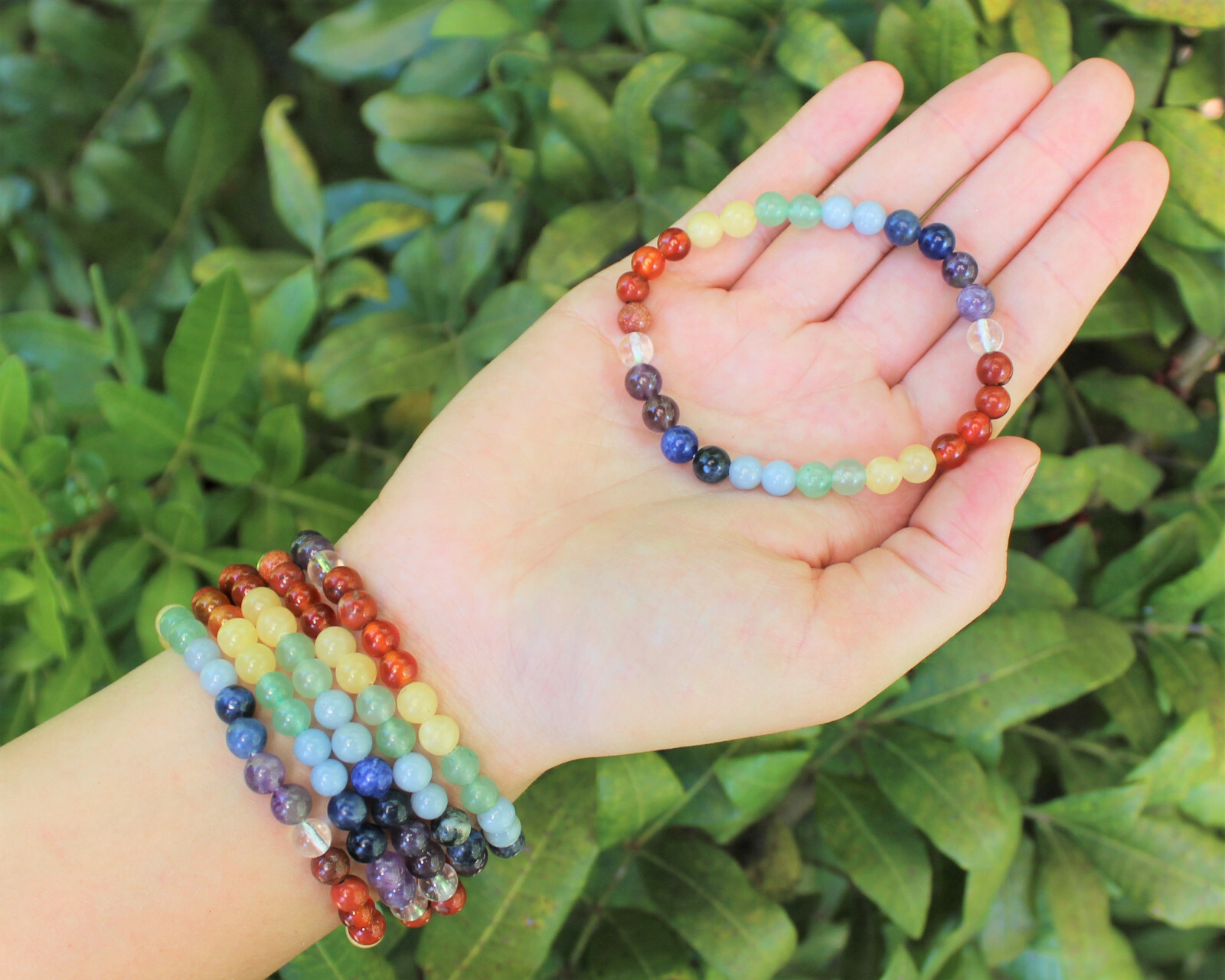 7 Chakra Bead Bracelet – 6 mm Round Gemstone Crystals (7 Chakra Bracelet)