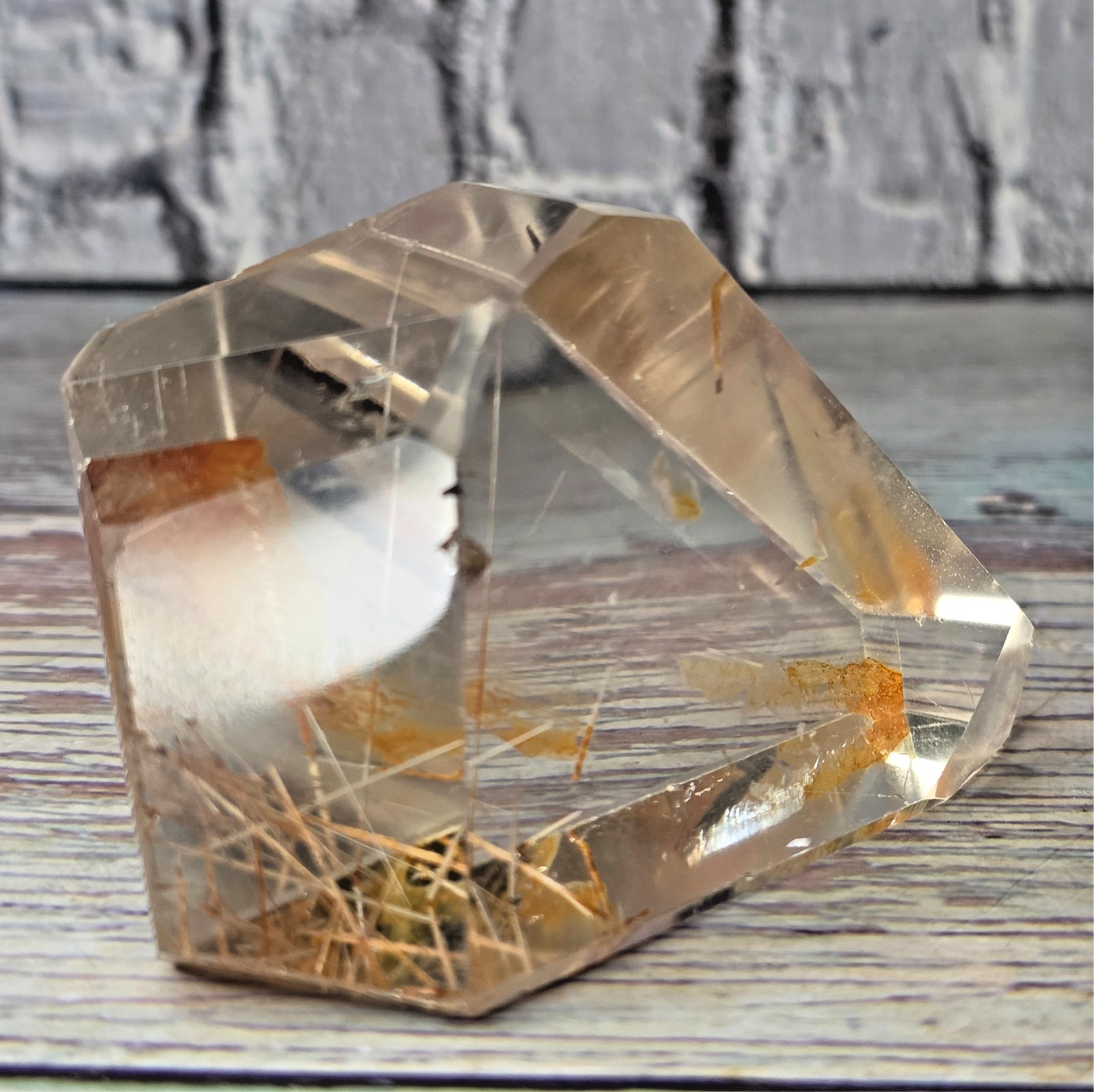 Natural Golden Healer Quartz with Golden & Reddish Rutile Inclusions Freeform