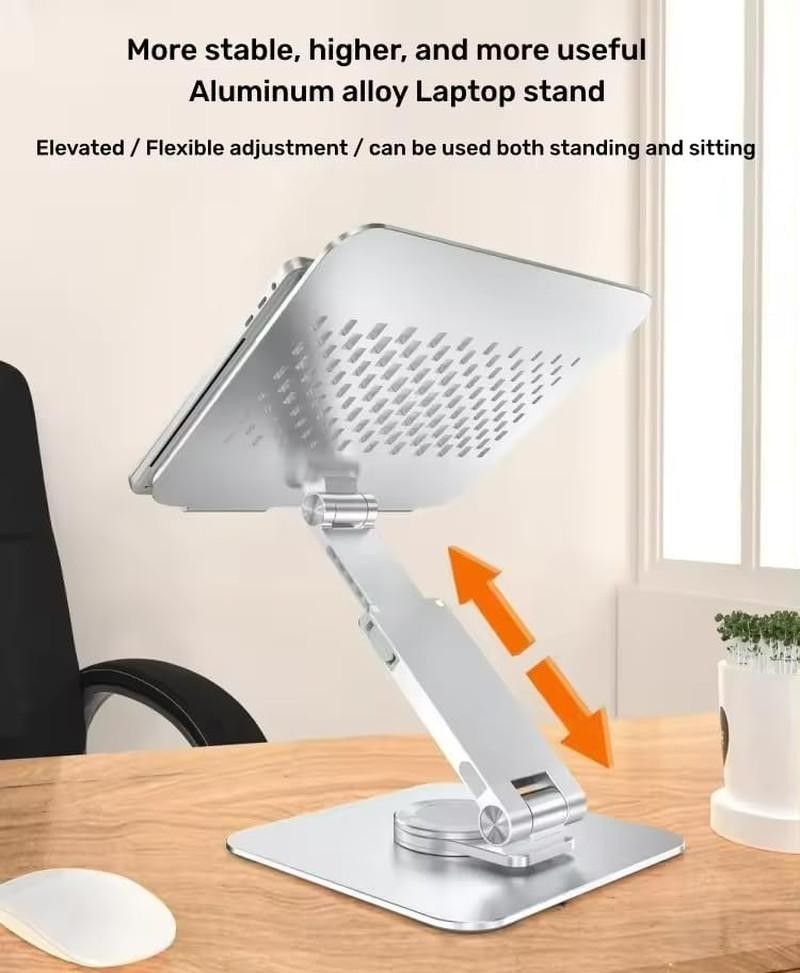 360° Swivel Laptop Stand, Portable Stand Holds 12-18″ Laptop – Silver