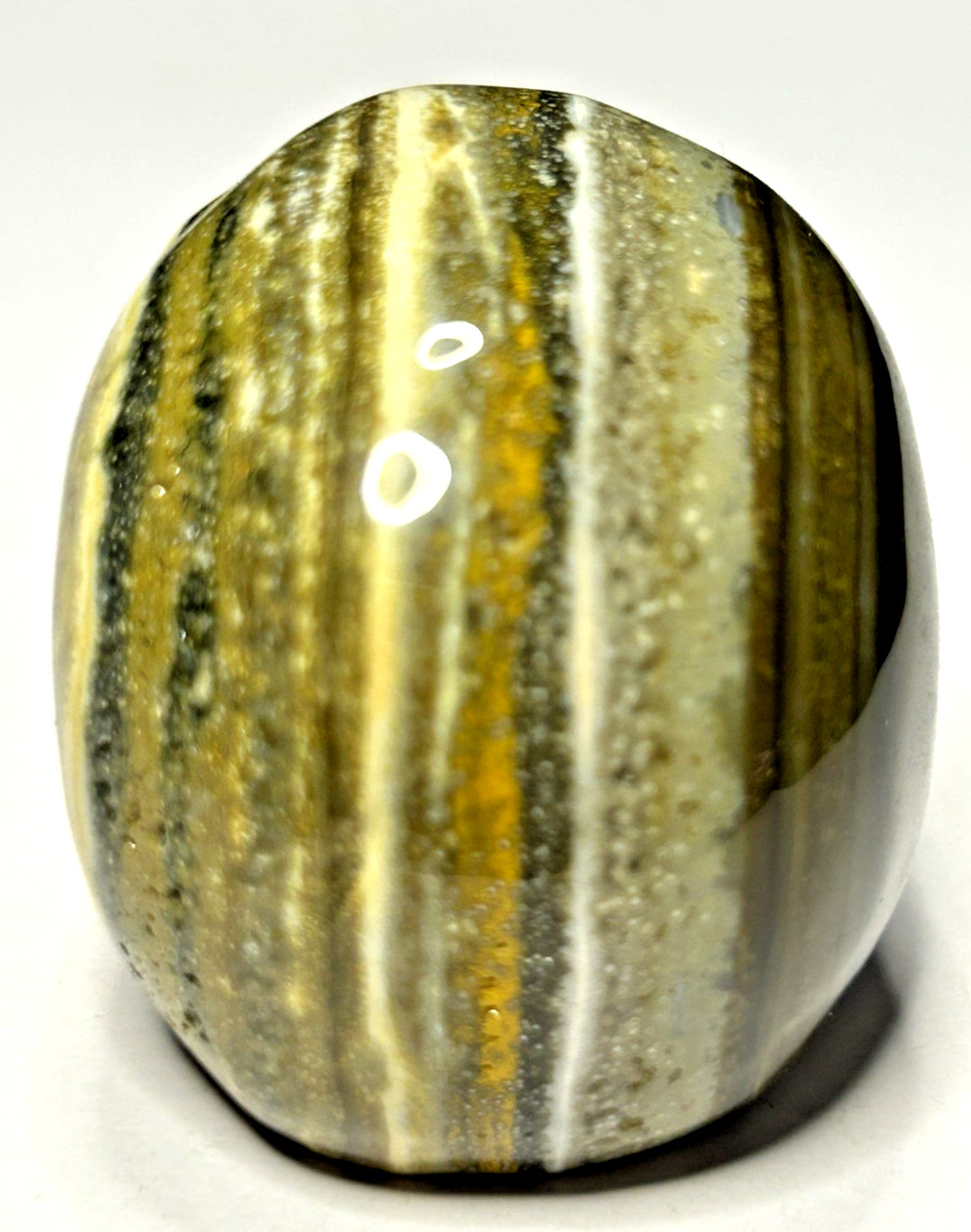 Banded Jasper Skull – Green Brown Yellow White 175g/2.3″