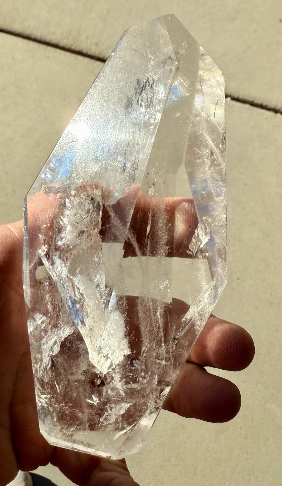 HIGHEST QUALITY CLEAR Quartz Crystal Geometric Freeform 472gr my bEST w/Stand