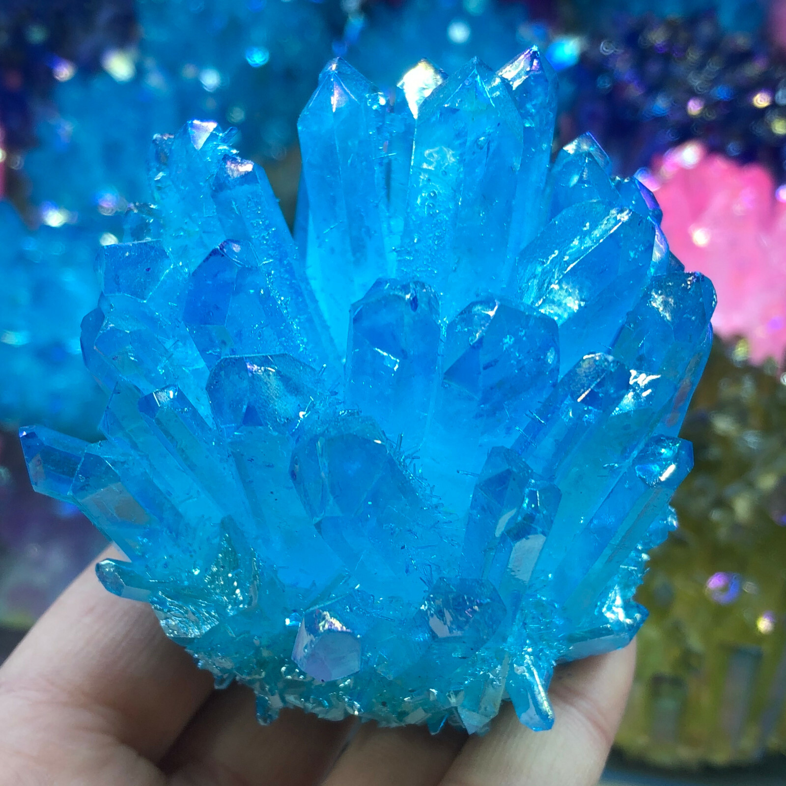 300g+ Titanium Blue Crystal Natural Quartz Cluster Specimen Healing 1pc