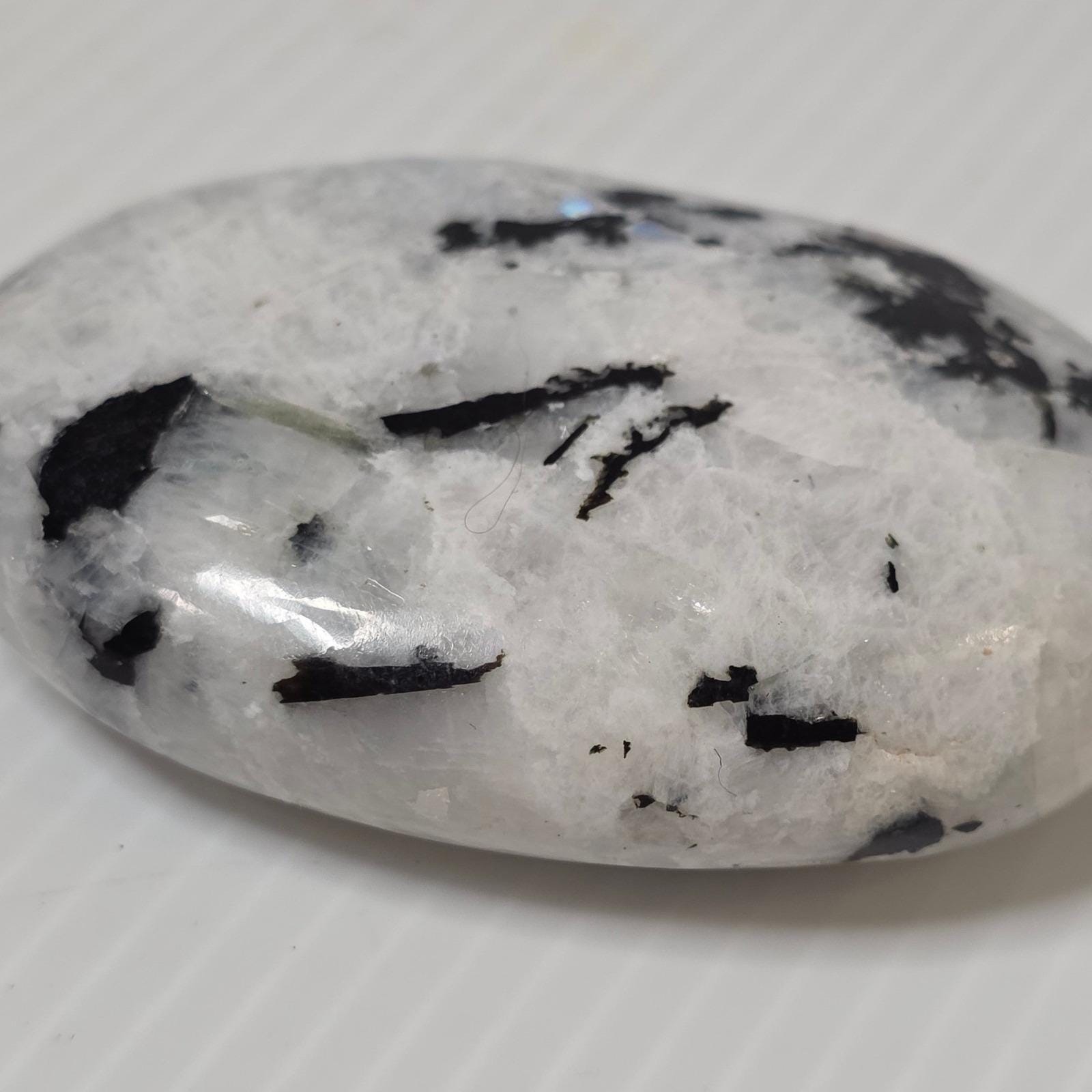 Unbranded Moonstone Palm Stone 2.75in White Black Excellent Specimen