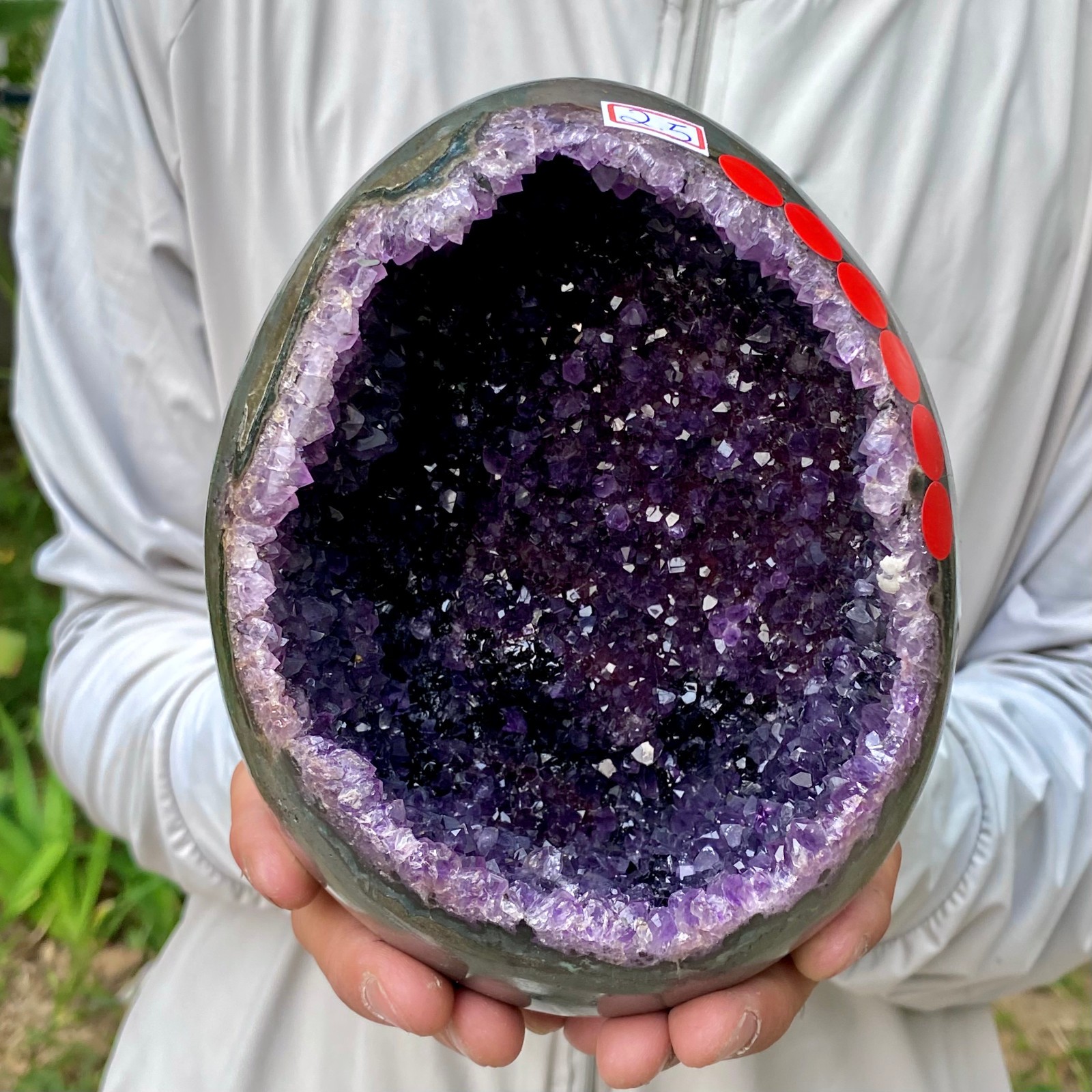 5.48LB High quality Natural Amethyst geode quartz crystal Dinosaur egg healing