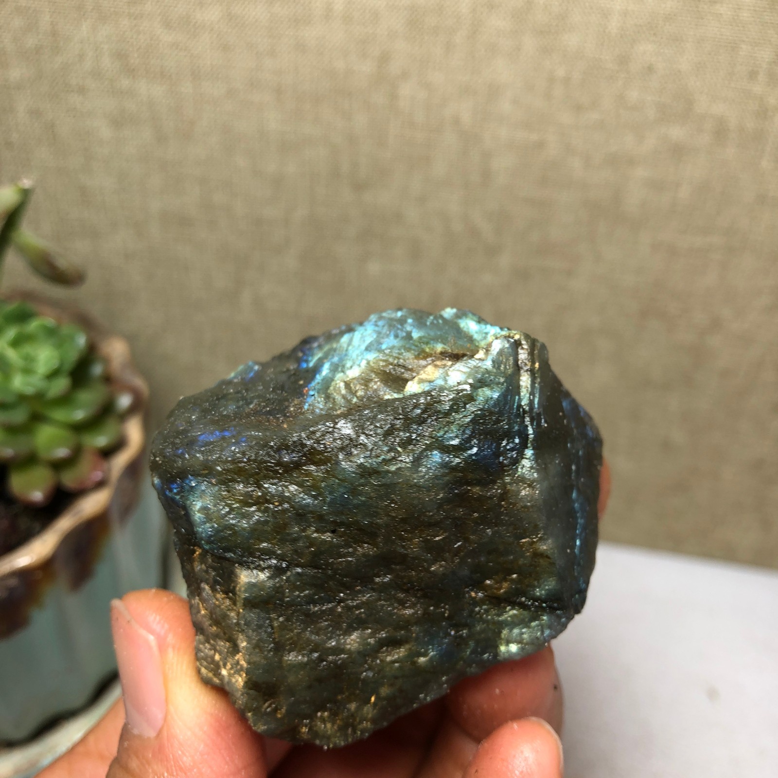 41mm Natural Labradorite Crystal gemstone rough original Specimen 90g A4218