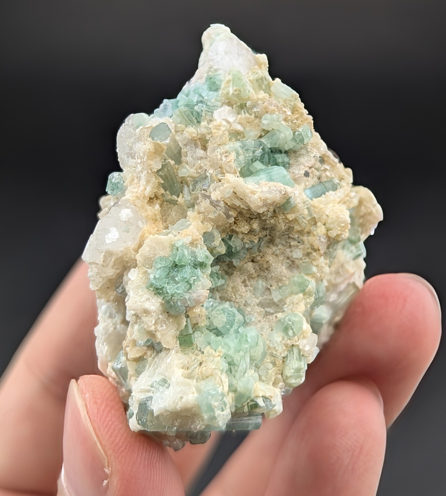 Green Tourmaline On Matrix In Bunch Shape Cluster, From Afghanistan, 85 Grams