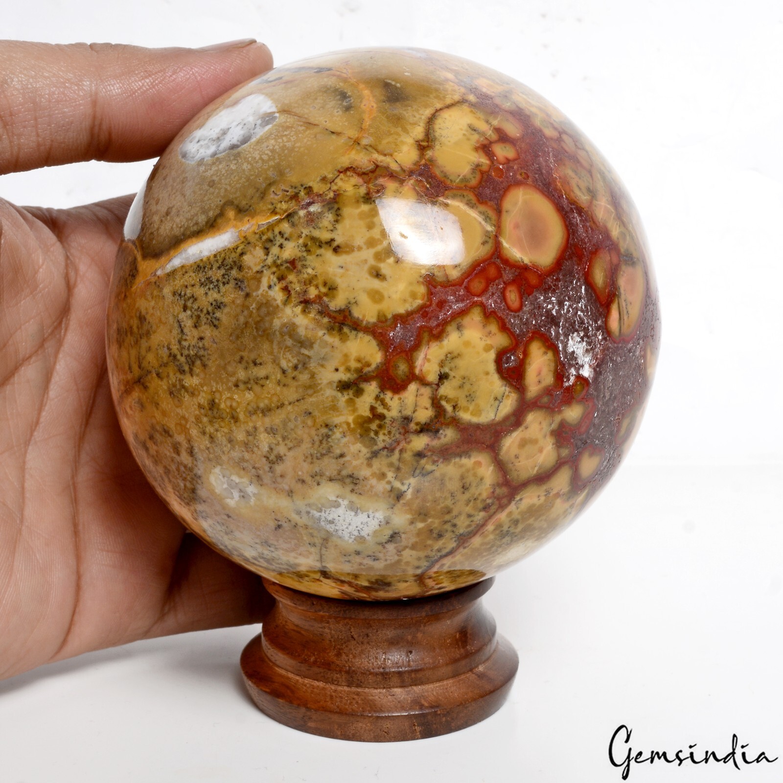 1.2 Kilo Natural Ocean Jasper Healing Crystal Mineral Gem Sphere/Ball With Stand