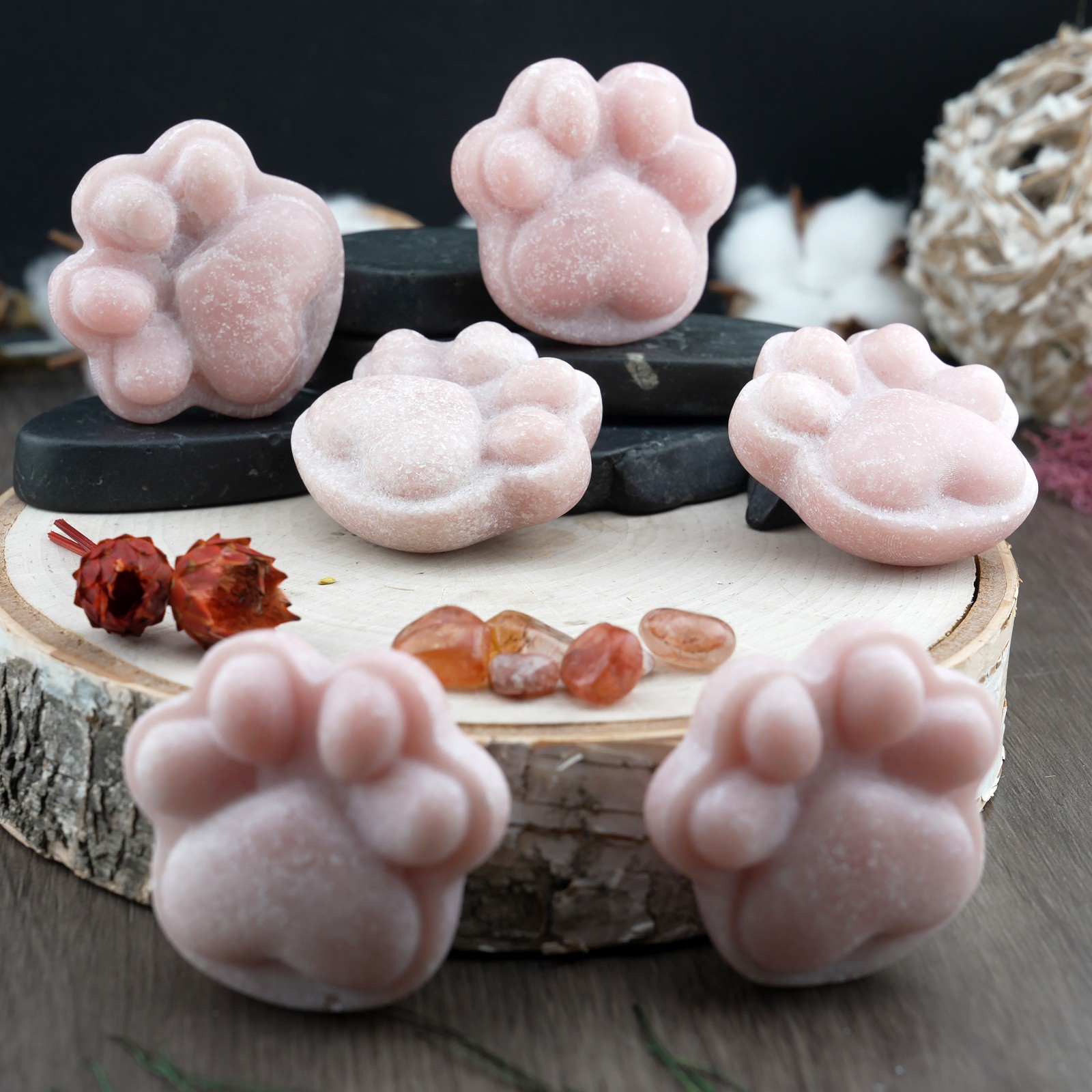 Pink Opal Crystal Paw Carving Stone Pink Protection Trinket Cat Dog Lover Gift