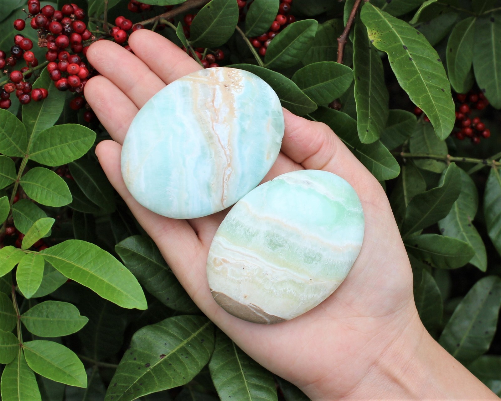 LARGE Caribbean Calcite Palm Stones – Hand Polished Carribean Calcite Crystals