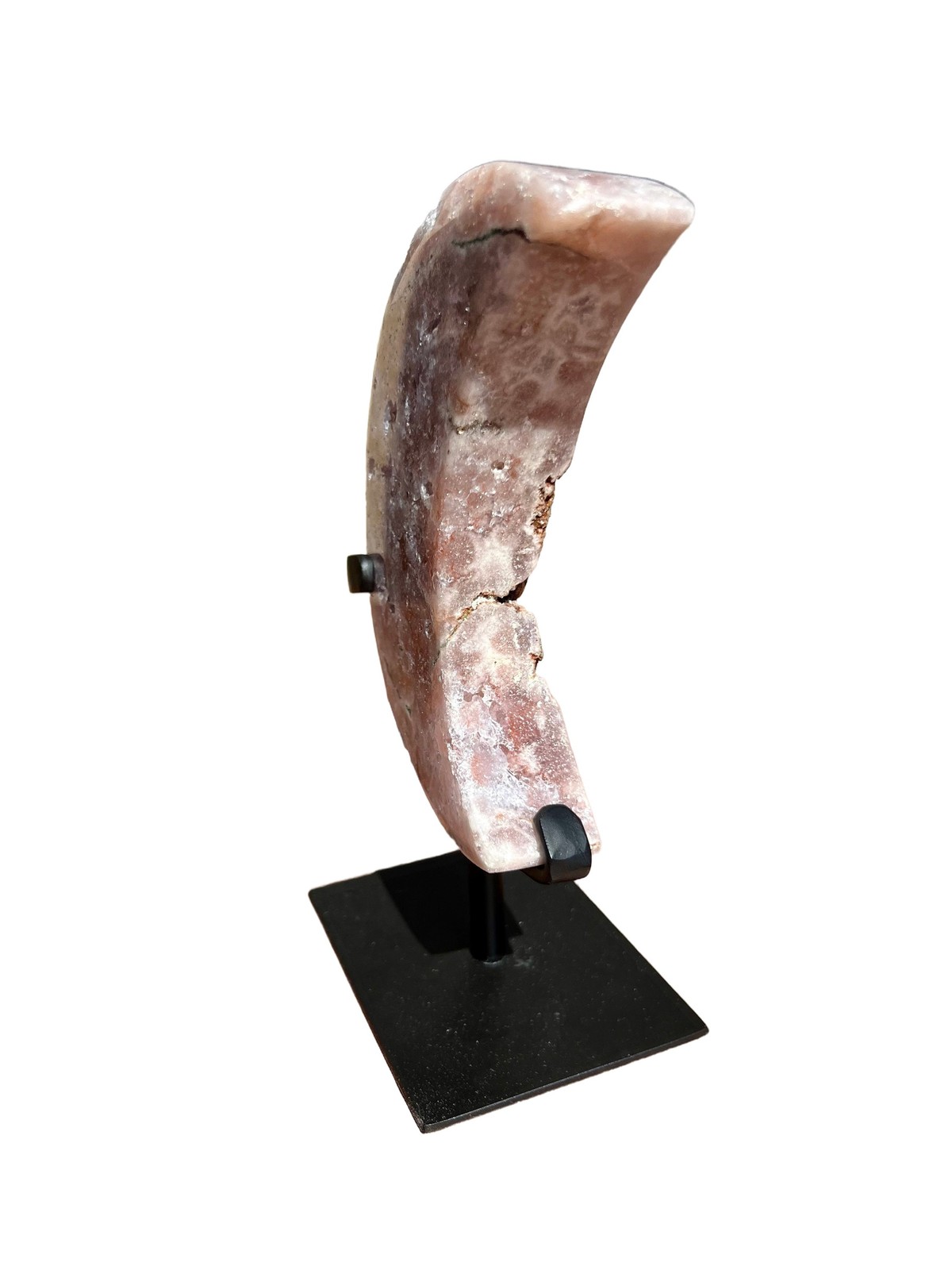 Pink Amethyst Moon on Metal Stand – No.3, Natural Pink Amethyst from Brazil