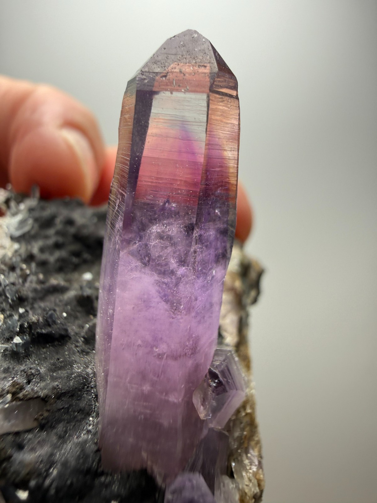 Beautiful 3cm Amethyst crystal w/phantom on Matrix- Guerrero, Mexico