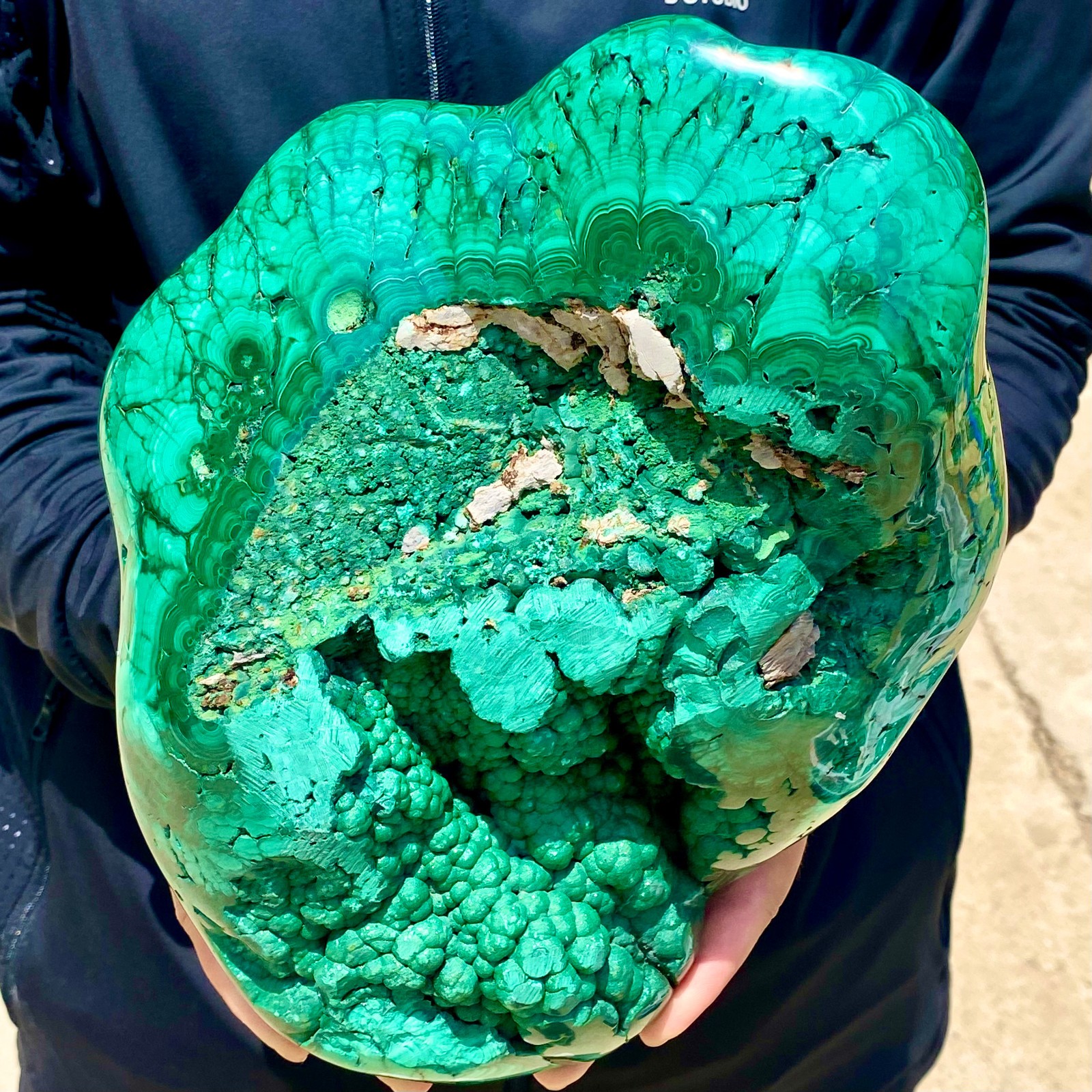 17.41LB Large Natural glossy malachite transparent cluster rough mineral sample