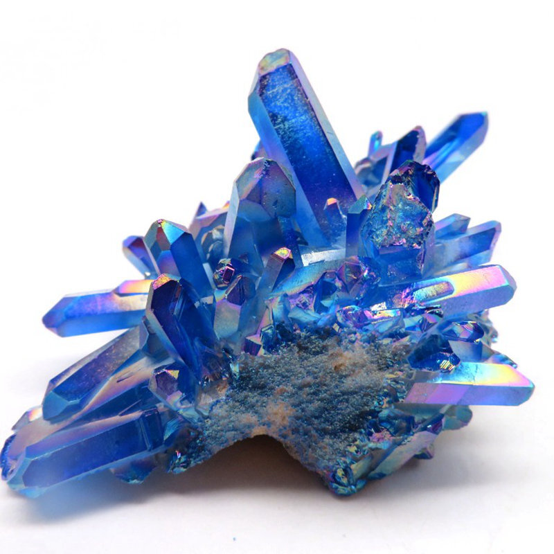 120g Natural Aura Blue Titanium Quartz Crystal Cluster VUG Specimen Rock Healing