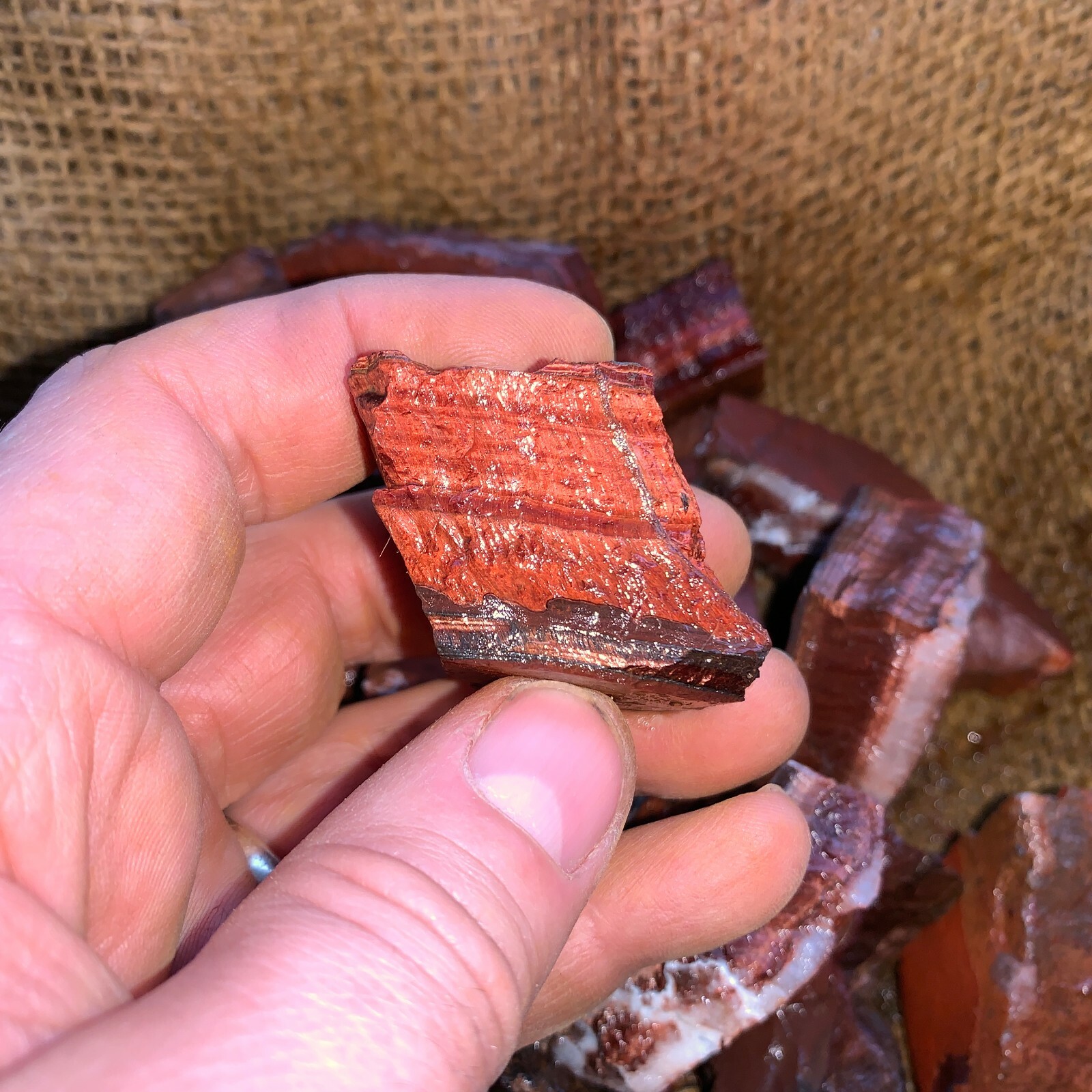 RED Tiger Eye Rough – 2000 Carat Lots + a FREE Faceted Gemstone