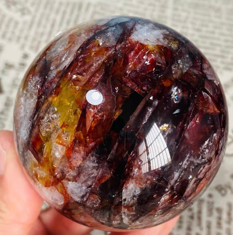 465g Natural Red Gum Flower Ball Crystal Sphere Specimen Energy Healing Reiki