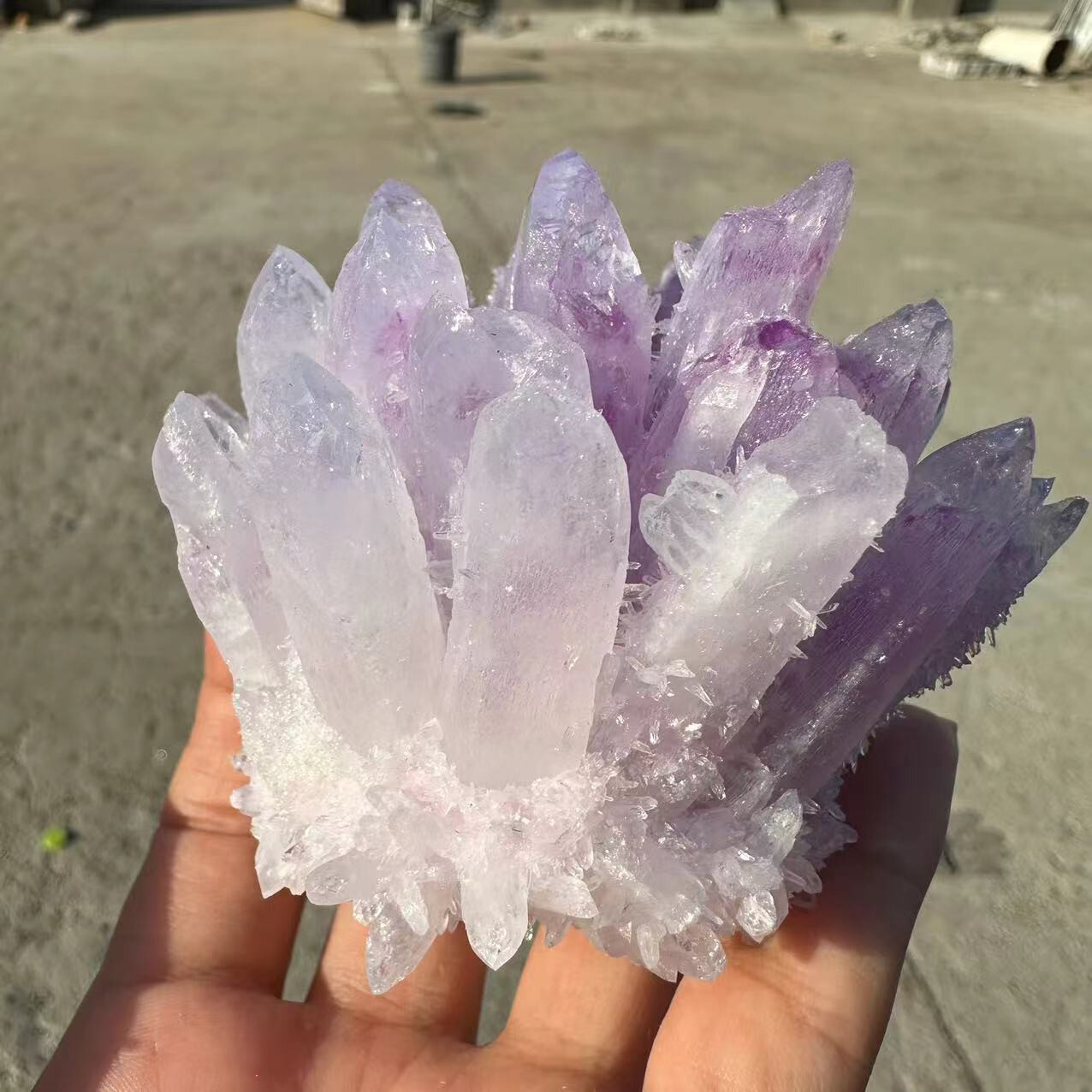 New Find purple pink Phantom Quartz Crystal Cluster Mineral Specimen 300g+