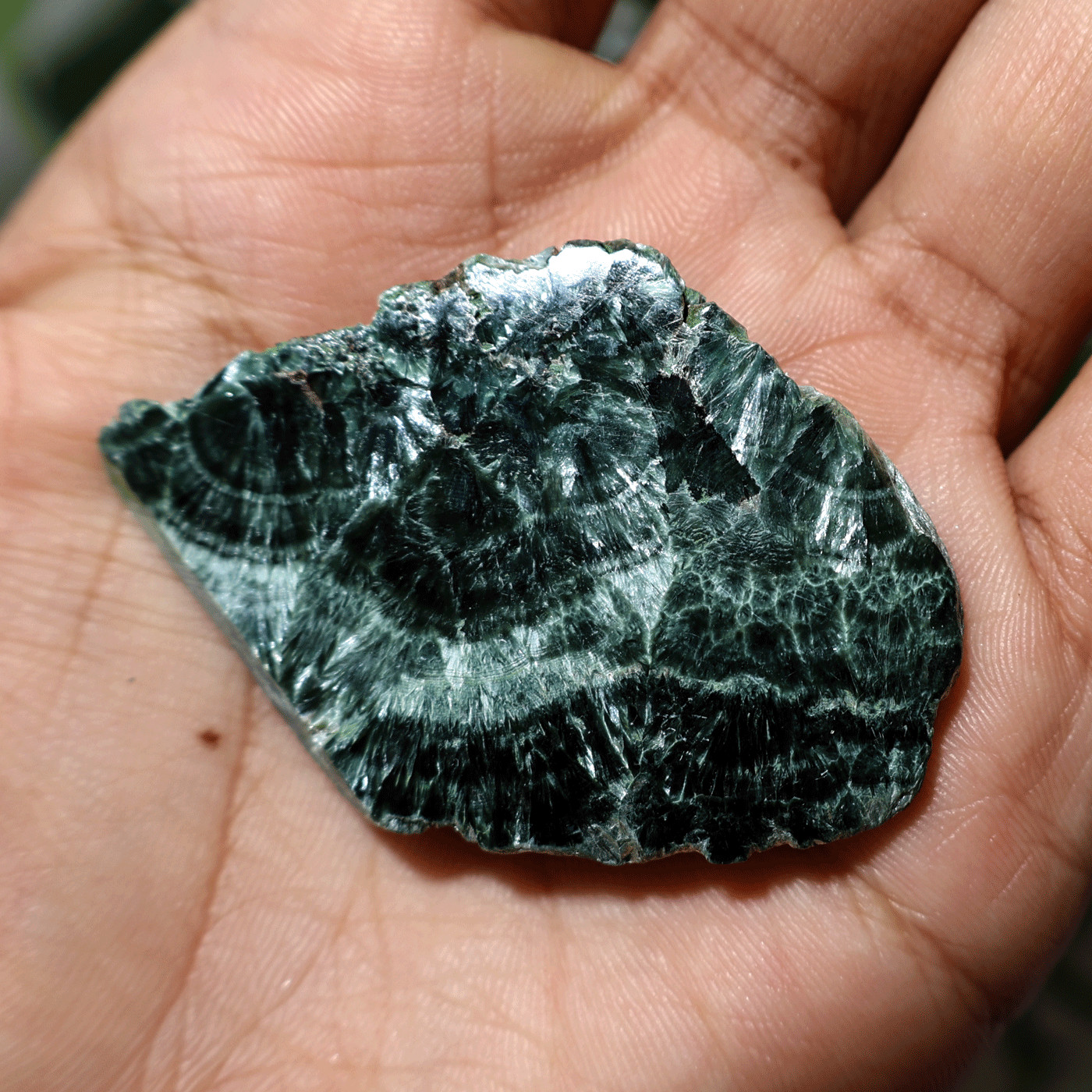 Angel Feathers~ 16.6g Natural Seraphinite Chatoyant Polished Palm Crystal Slab