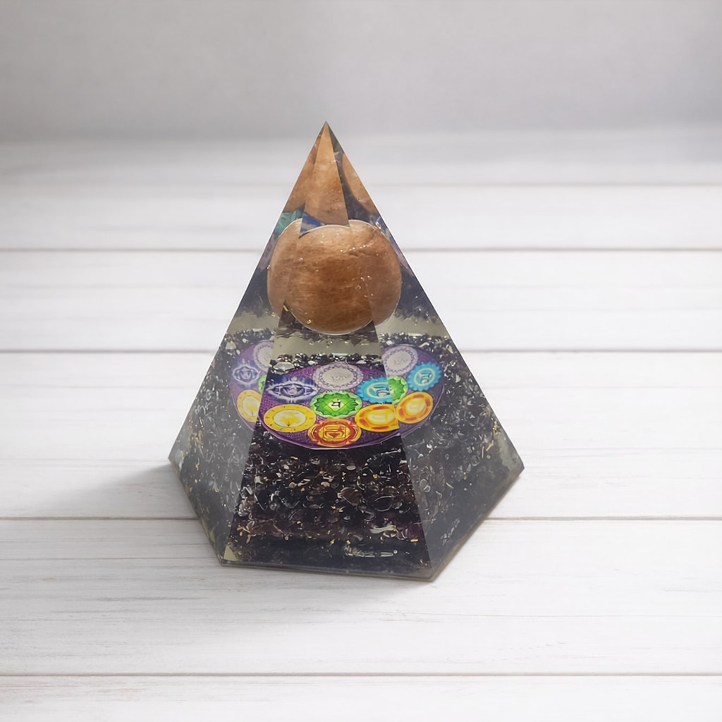 Handmade Garnet Orgone Pyramid – Chakra Healing Energy Tool for Protection