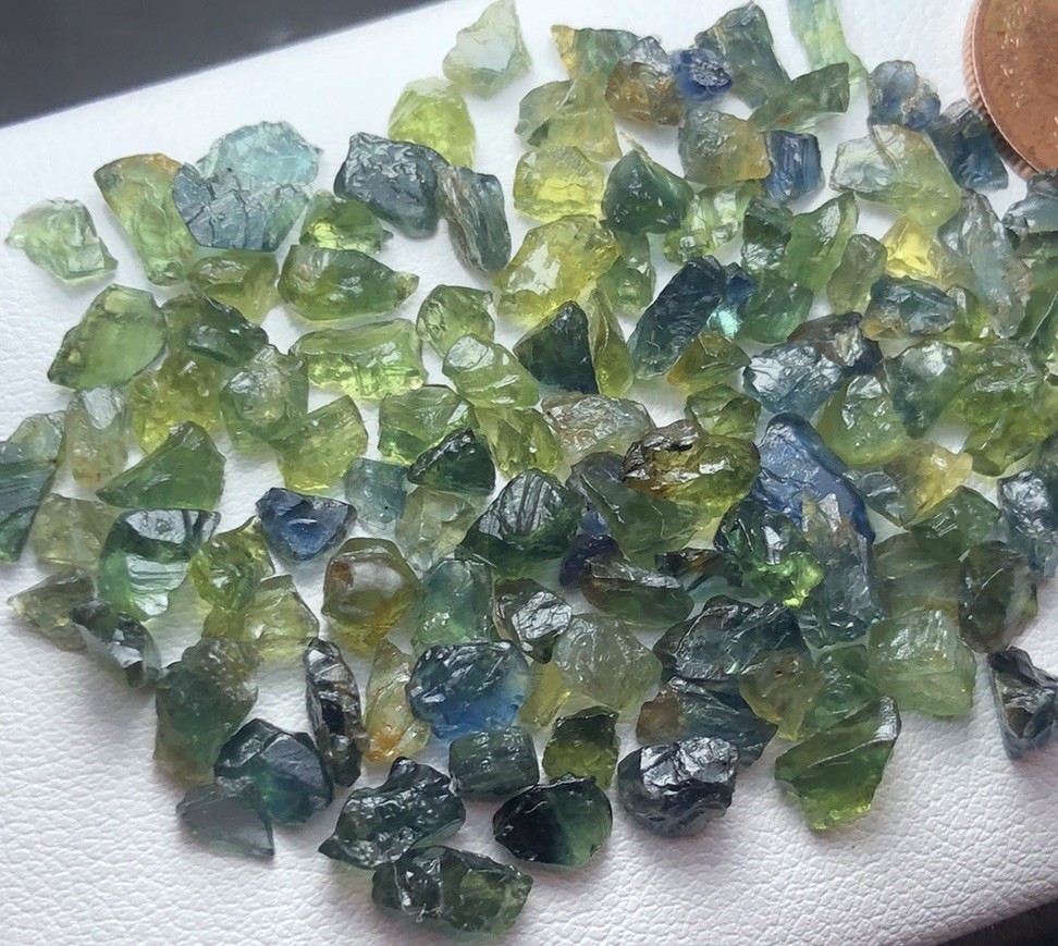 60 Crt/Rough Teal Sapphire From Tanzania Mine, Small Size Ready For Mm Size Cut