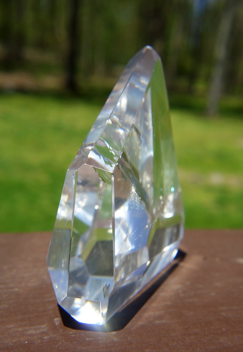 Polished Lemurian Quartz Free Form Crystal Water Clear