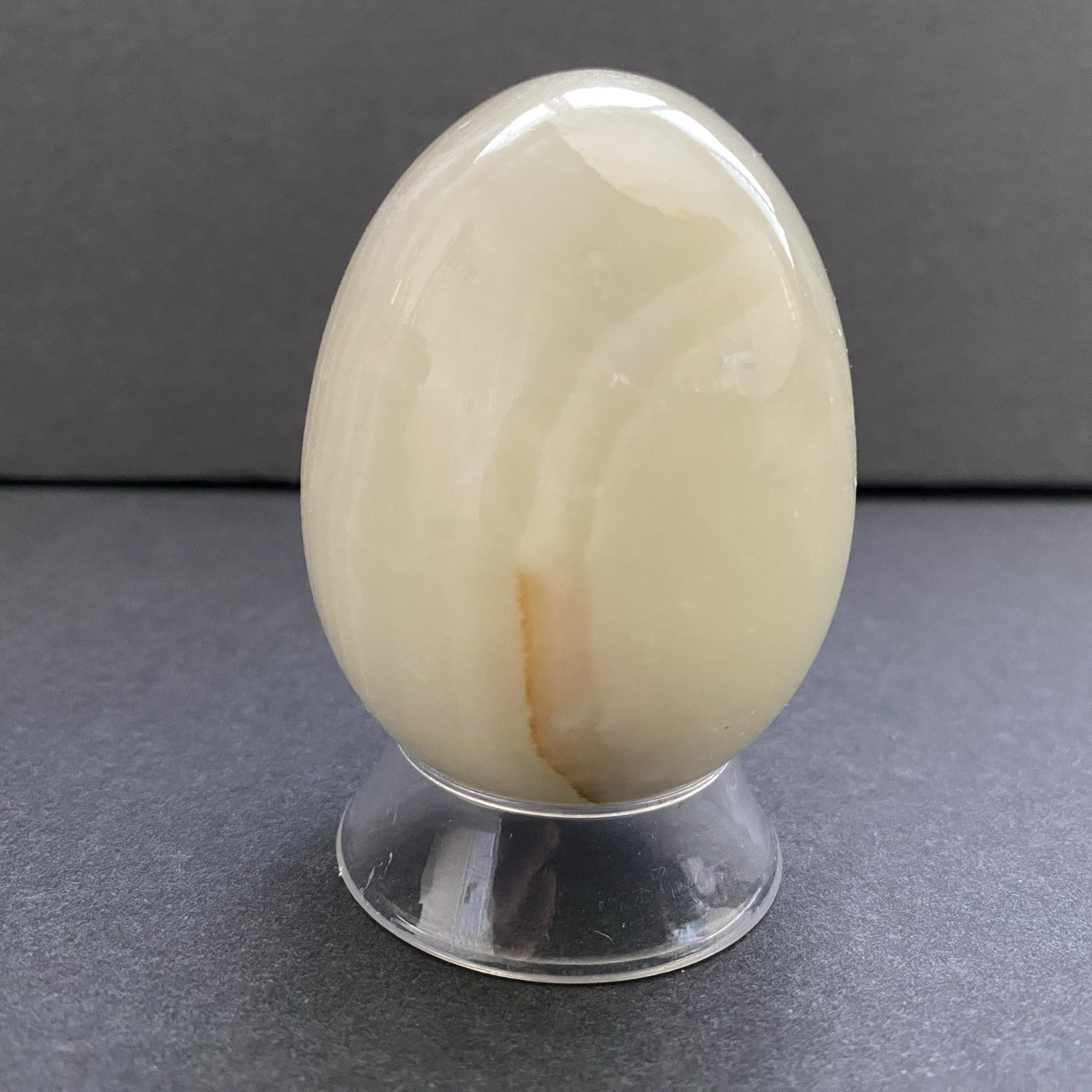 Natural Onyx Stone Egg With Stand Hand Polished Banded Agate Calcite Crystal
