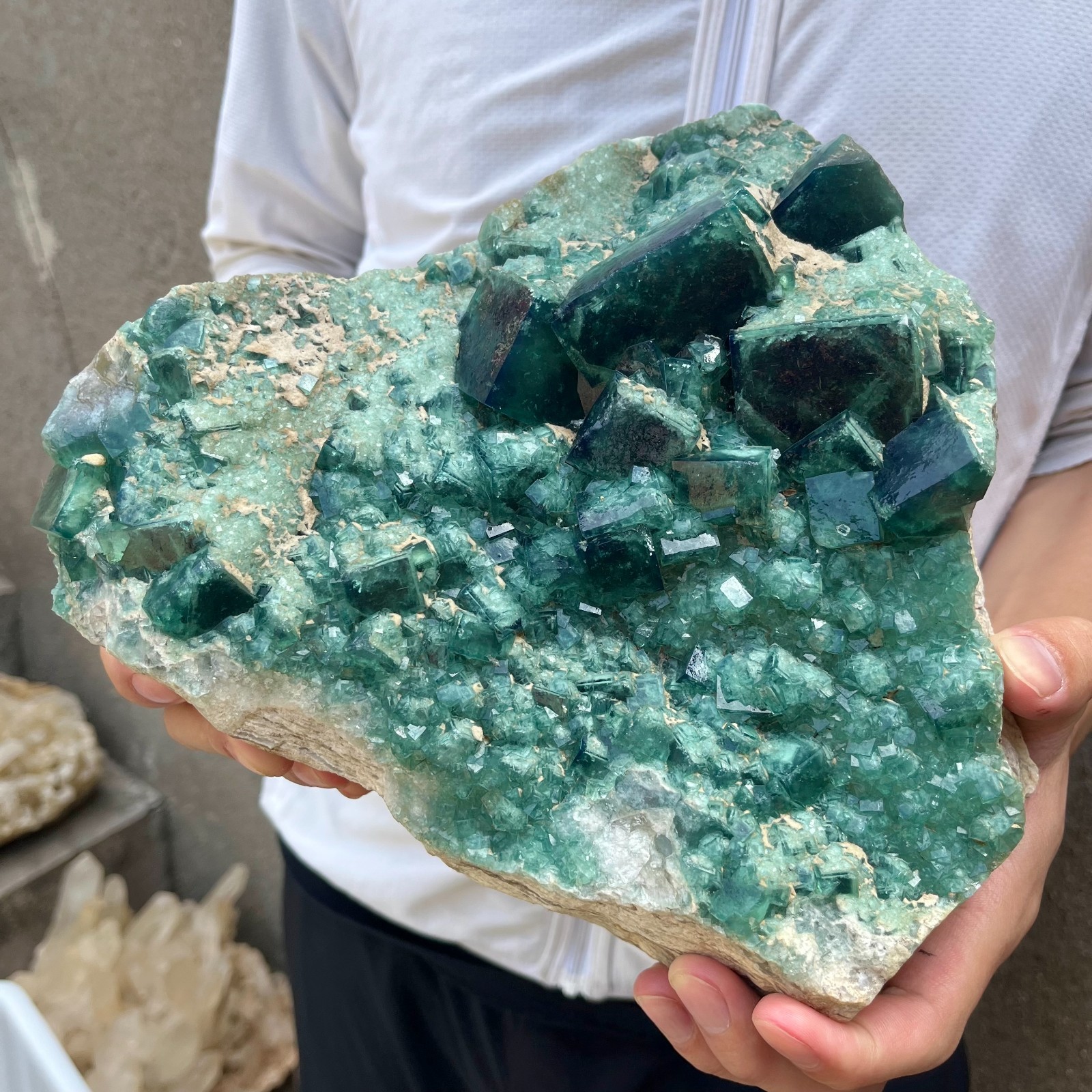 13.4lb NATURAL Green Cube FLUORITE Quartz Crystal Cluster Mineral Specimen