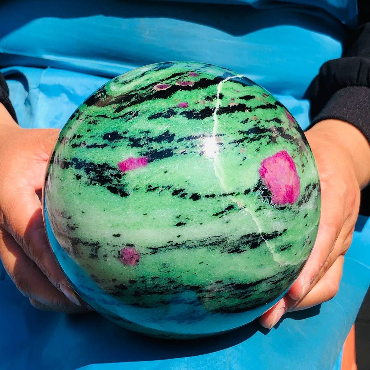 8.77 LB Large Natural Ruby Zoisite Sphere Crystal Healing Stone Specimen 5151