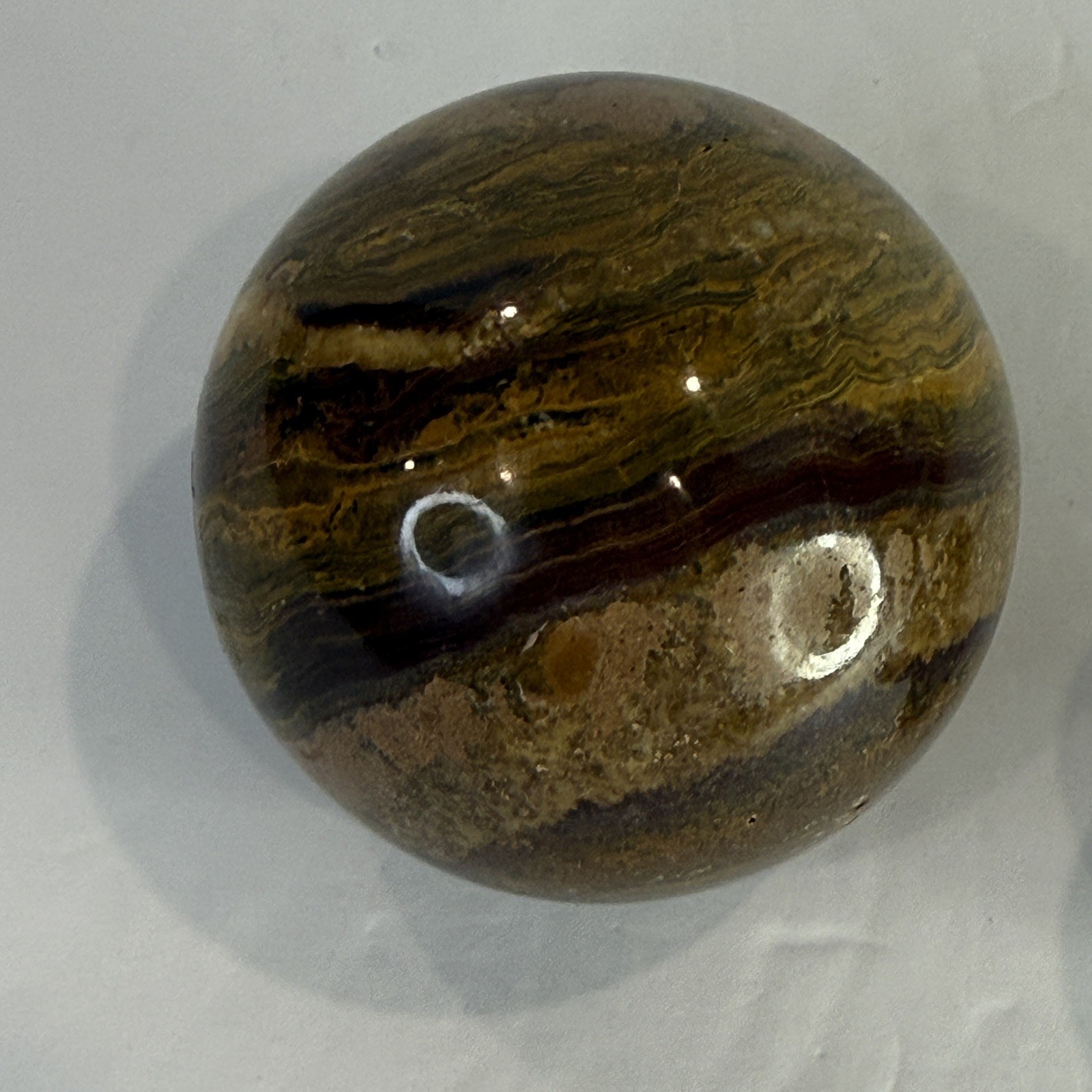 Collector-Grade Banded 🤎 Brown Onyx Sphere on Pedestal • 631g Natural Stone
