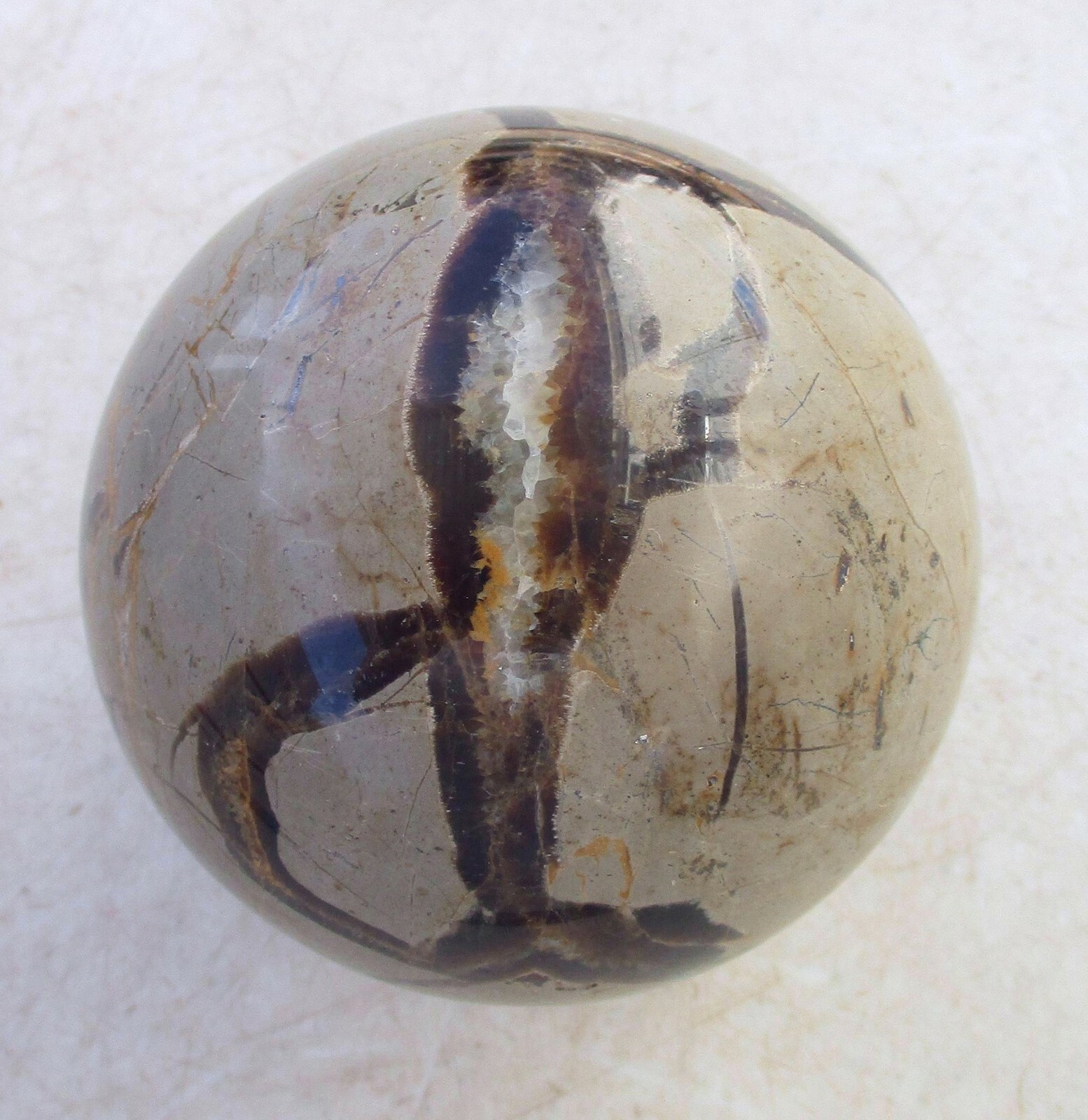 Fluorescent Septarian Nodule Sphere 76mm Collectible or Meditation Ball 4510