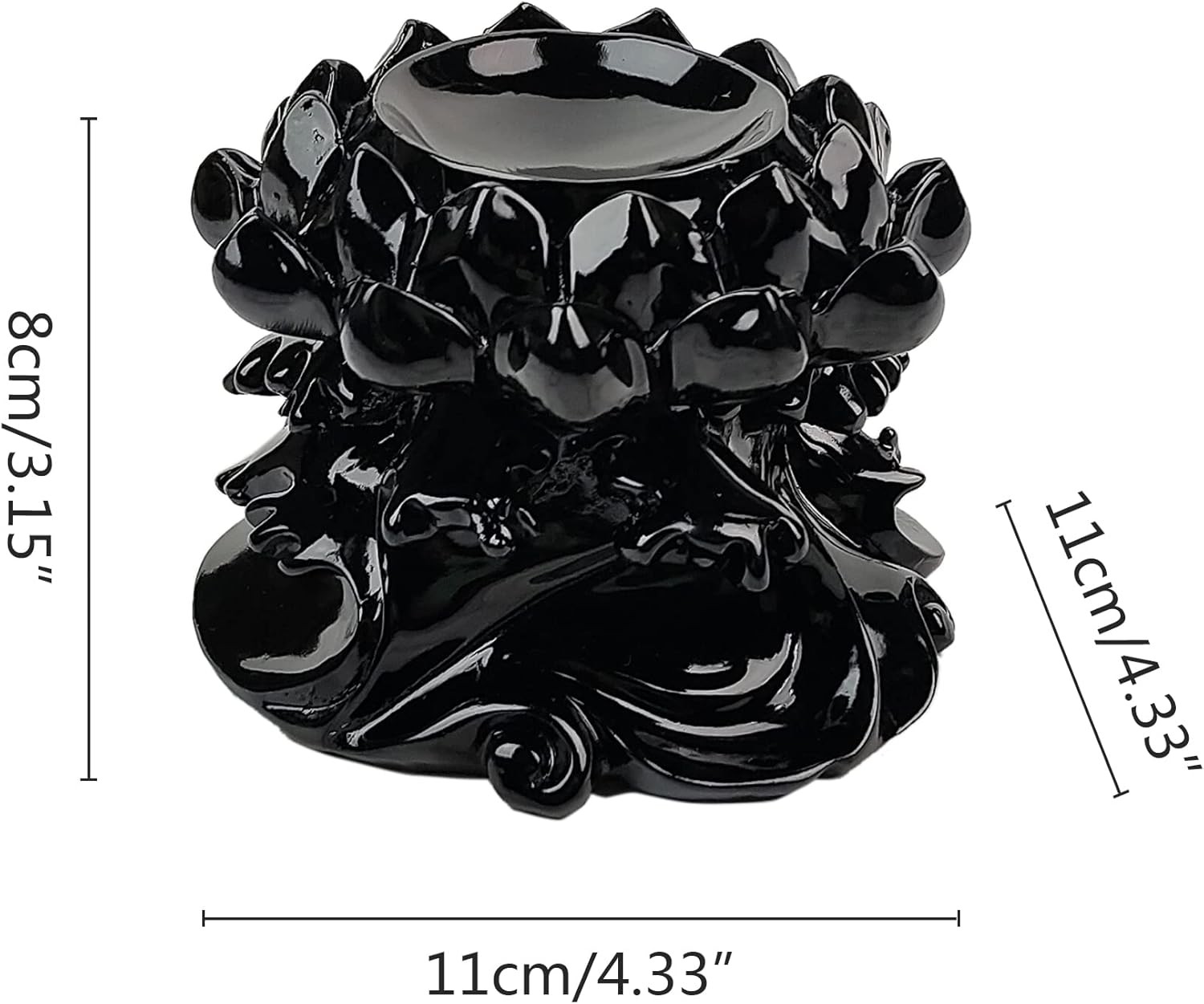 Large Lotus Crystal Ball Stand Sphere Display, Natural Healing Feng Black