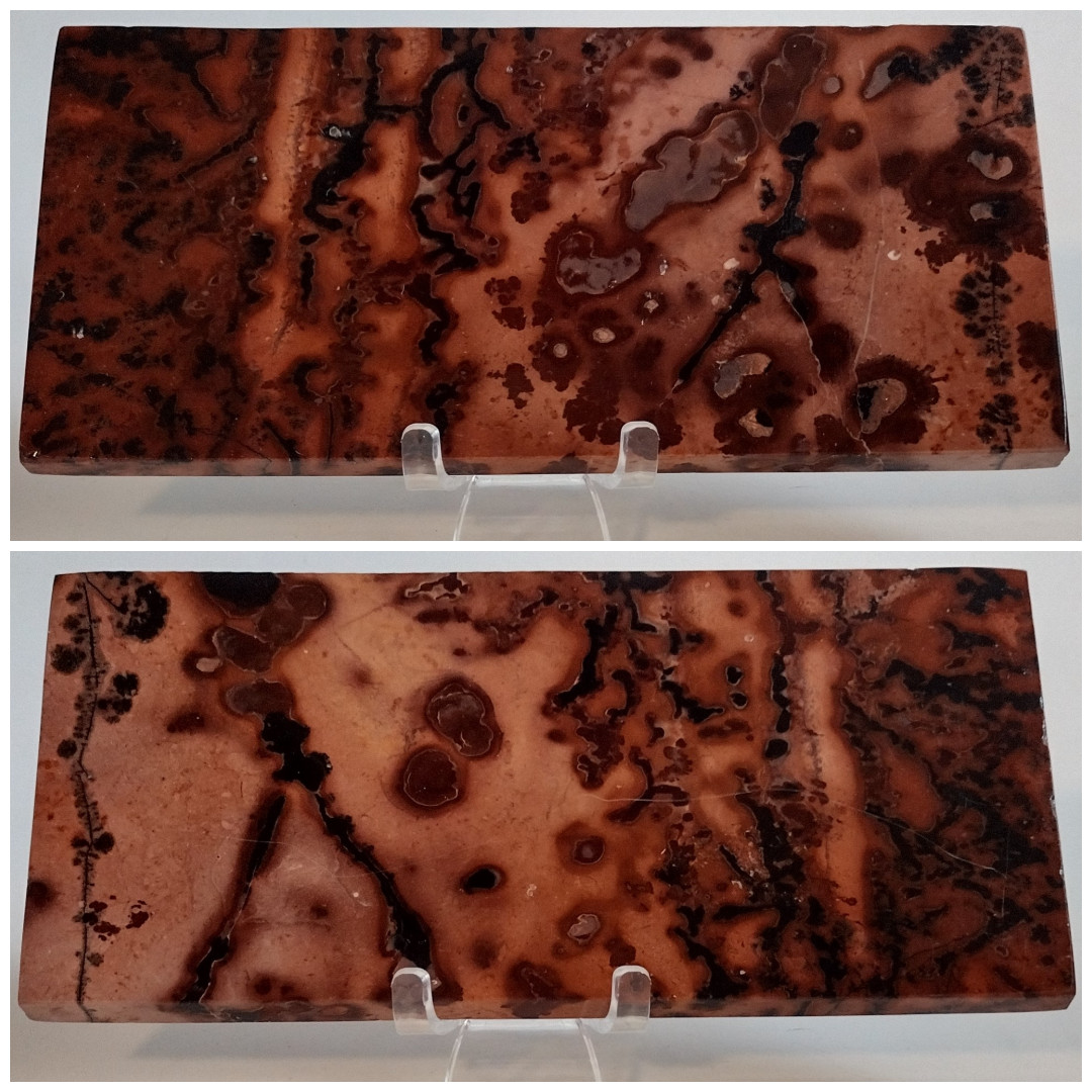 Large Picture Jasper Slab w/ Stand Red Orbicular Scenic Polished Stone Display