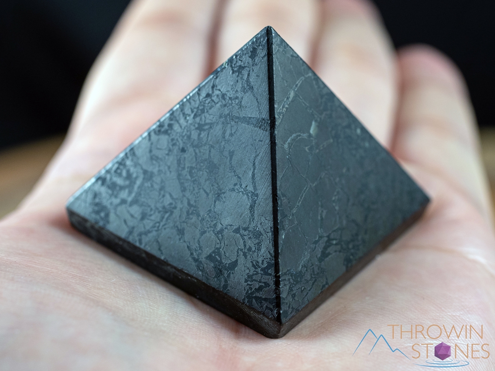 SHUNGITE Crystal Pyramid – EMF Protection, Sacred Geometry, Metaphysical, E0308