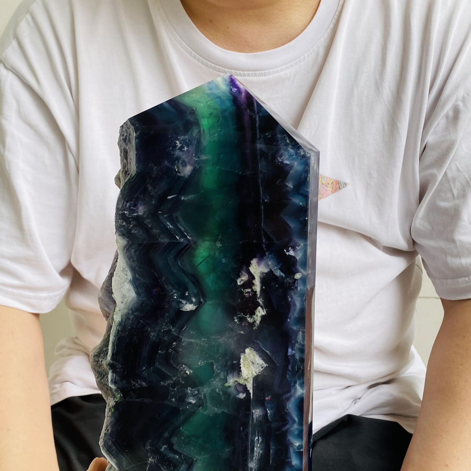 Natural Fluorite Obelisk Quartz Crystal Healing Reiki Wand Tower Point 4880g